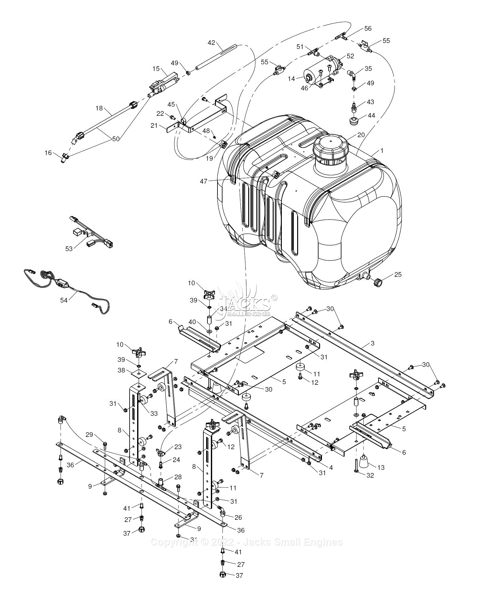 AgriFab LP33597 25 gal Gator Sprayer Parts Diagram for Parts List