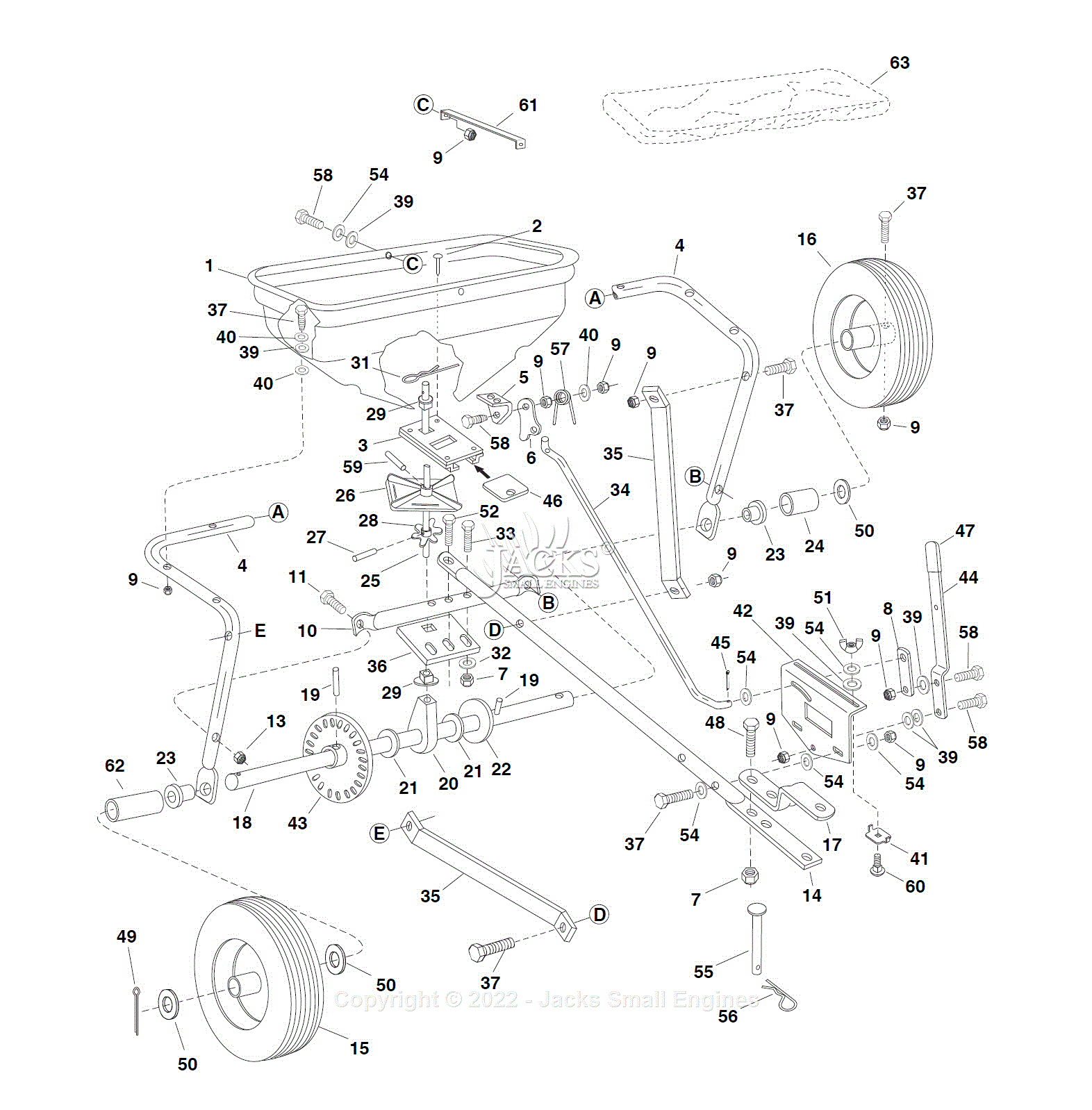 Agri-Fab 45-01873 20-Gallon (Dry) Tow Broadcast Spreader Parts Diagram ...