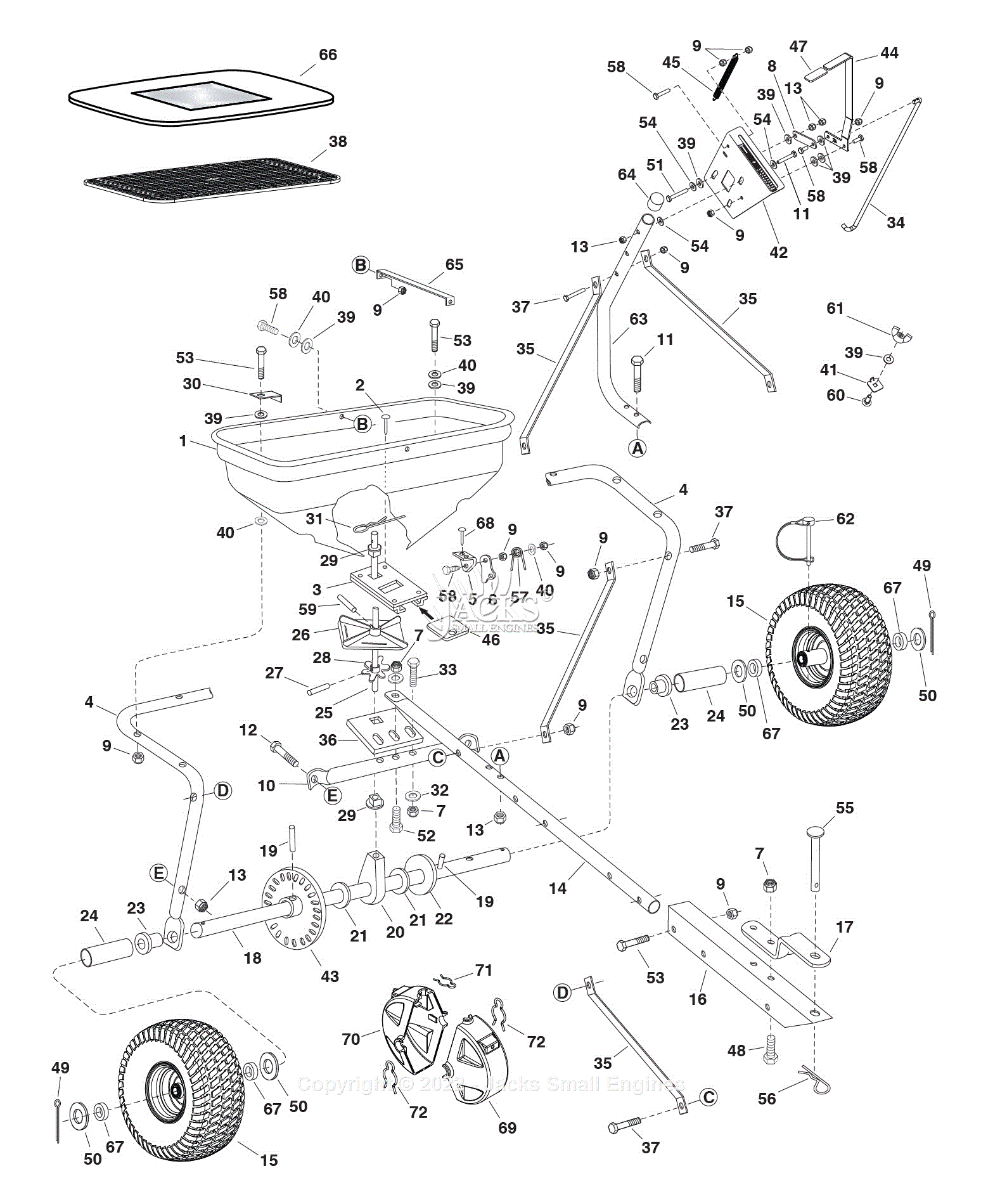 Agri-Fab 45-03296 175 lb. Tow Spreader Parts Diagram for Parts List