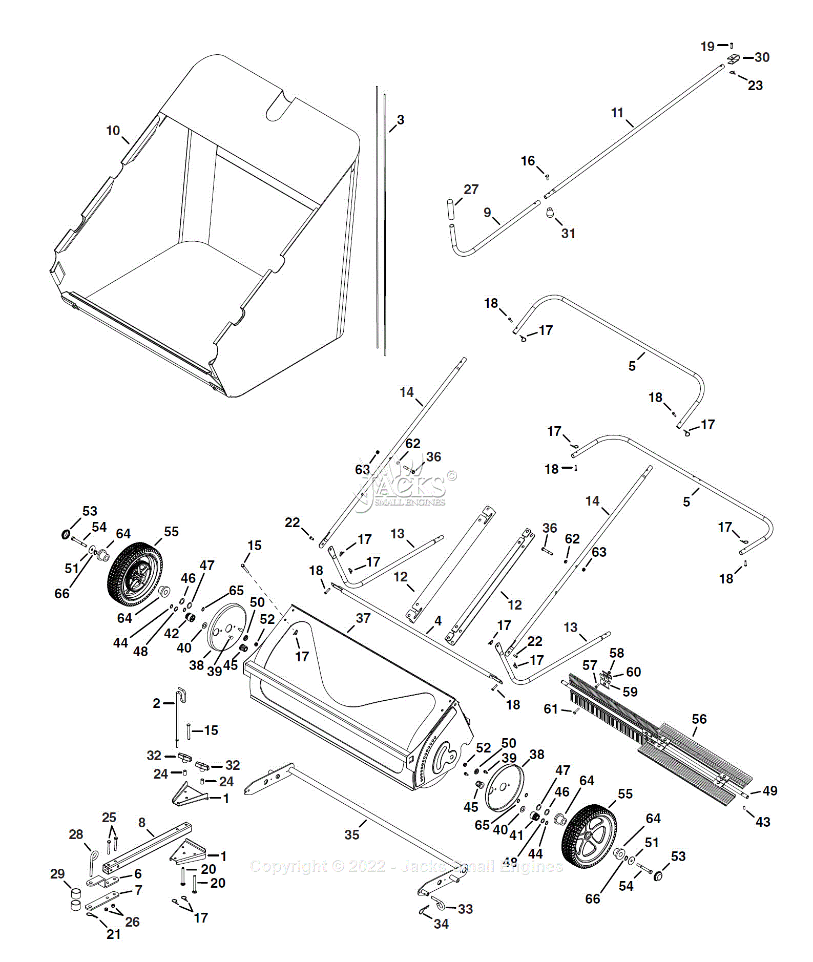 Agri-Fab 45-04922 44" Lawn Sweeper Parts Diagram For Parts List