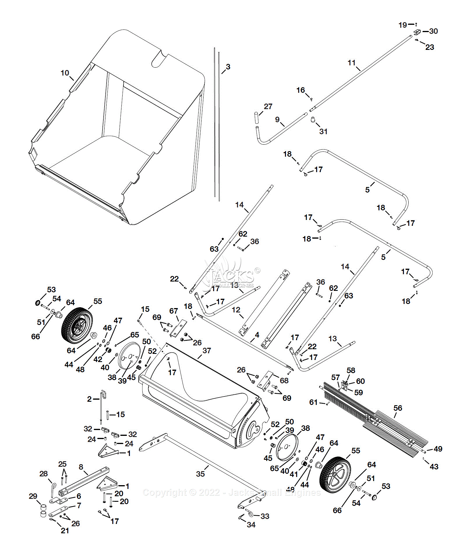 Agri Fab 45 04923 44 Lawn Sweeper Parts Diagram For Parts List