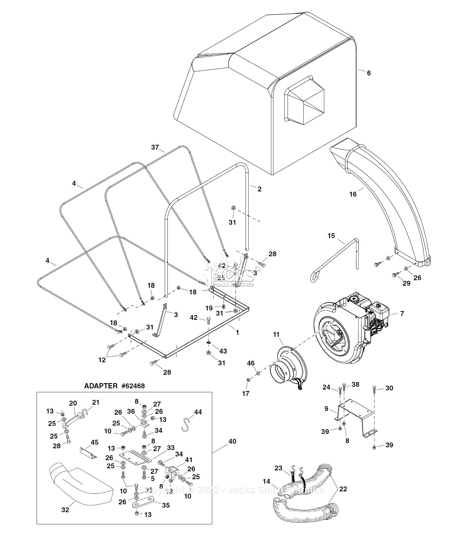 Agri-Fab 45-0541 Soft Top Mow-N-Vac Parts Diagram for Parts List 2