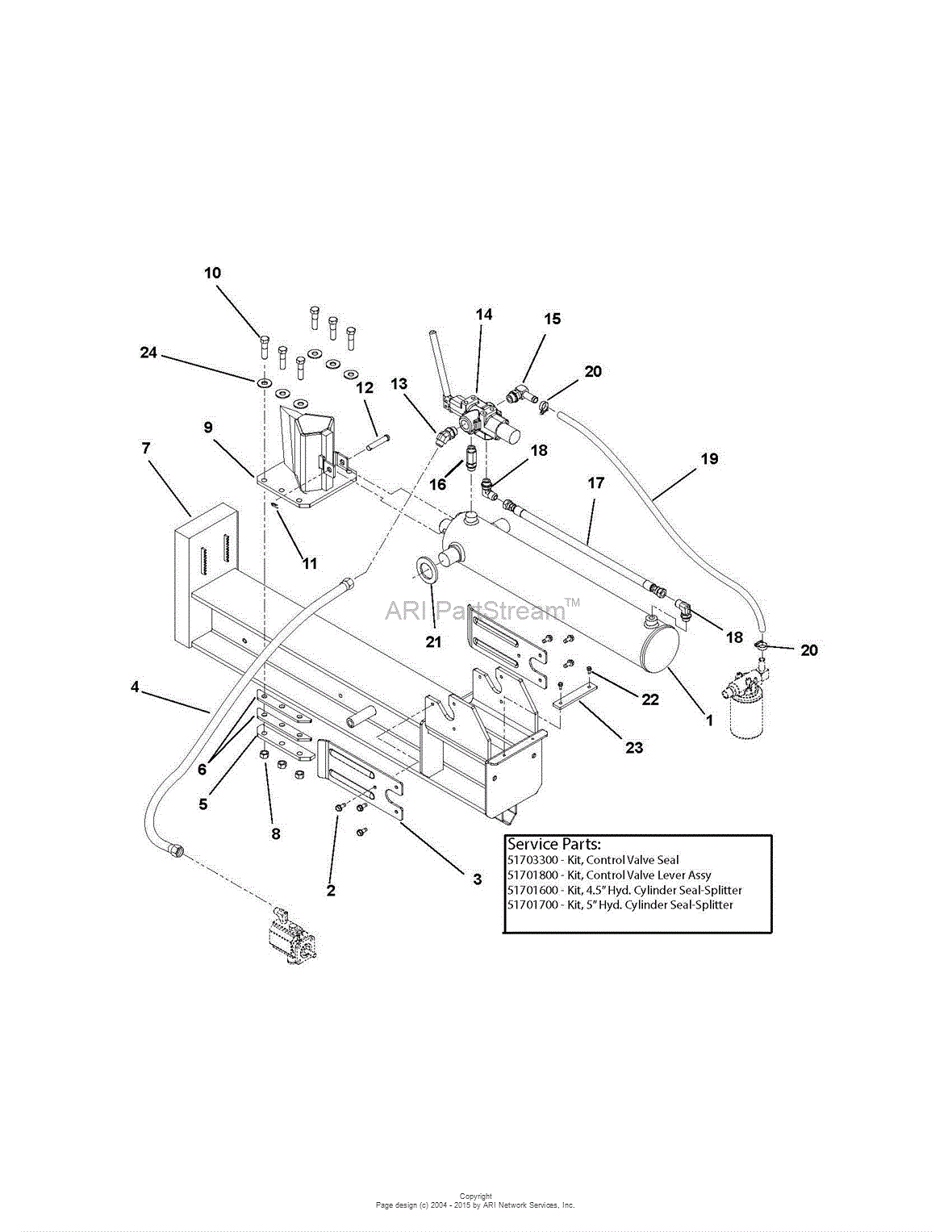Ariens 917001 (001400 003999) 27Ton Log Splitter Parts Diagram for