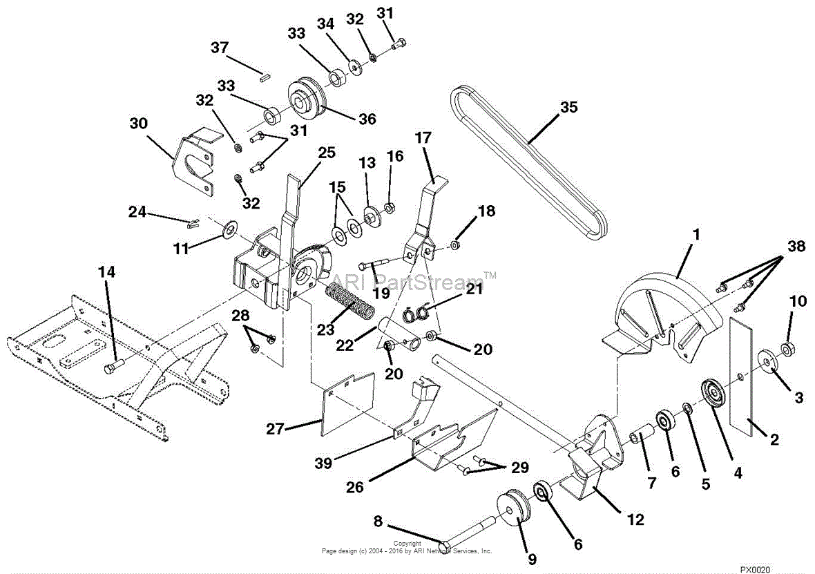 Ariens 986101 (000101 - 006999) Lawn Edger Parts Diagram for Spindle ...