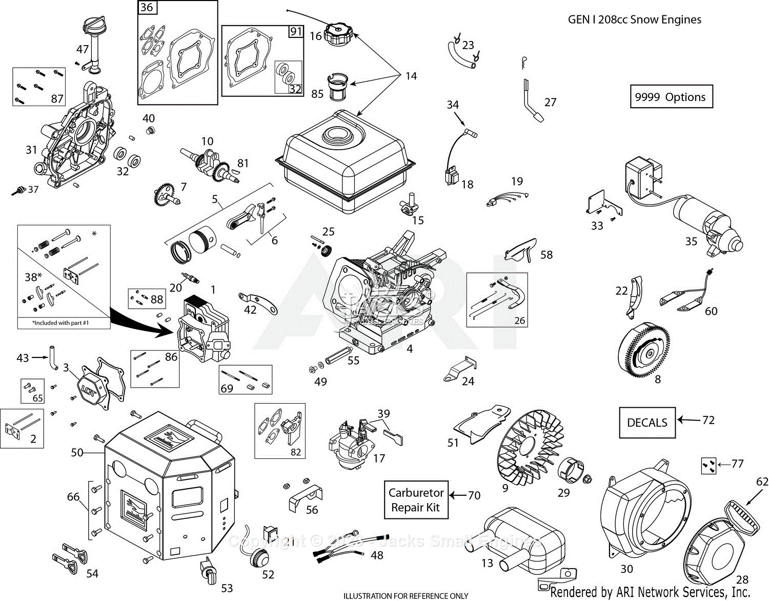 Ariens 08200507 - Sno-Tek 208cc LCT Stormforce Parts Diagram for