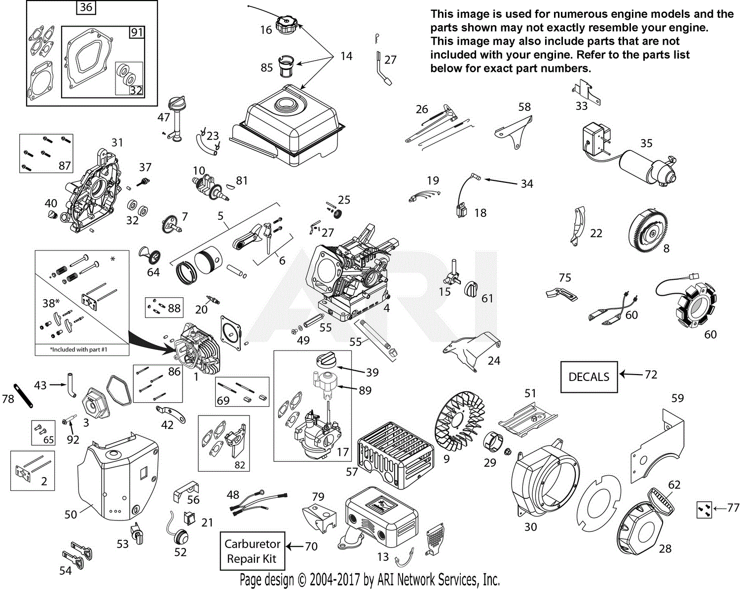 Ariens 921037 (000101 - ) Deluxe 28" Parts Diagram for Engine 08200909