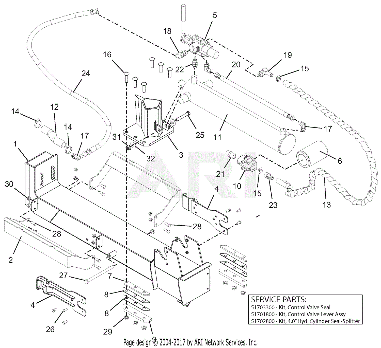 Ariens 917011 (010000 - 014999) 22-Ton Log Splitter Parts Diagram for ...