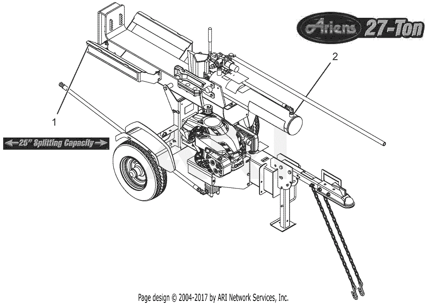 Ariens 917031 (000101 011999) 27Ton Log splitter Parts Diagram for