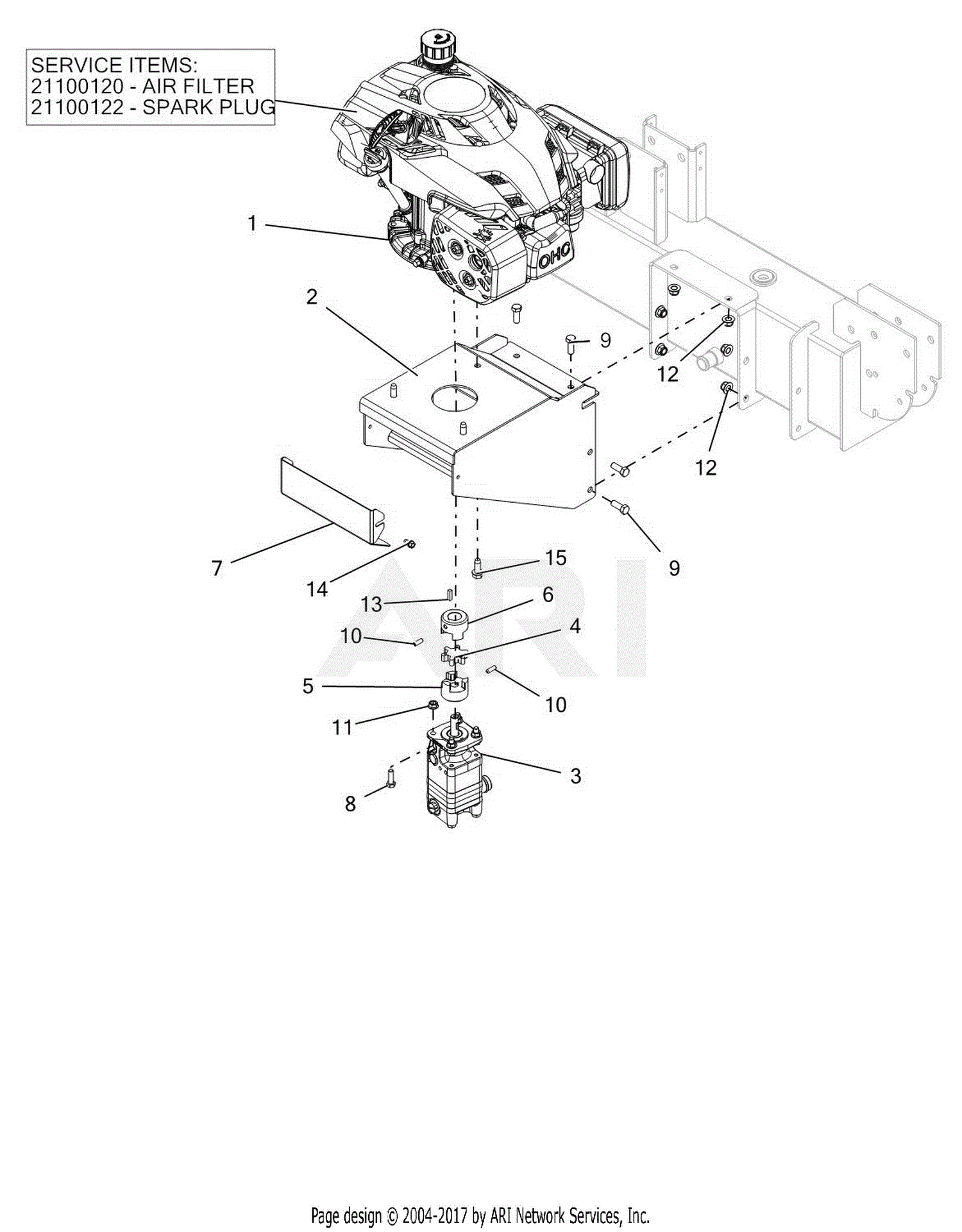 Ariens 917031 (017000 ) 27Ton Log Splitter Parts Diagram for Engine