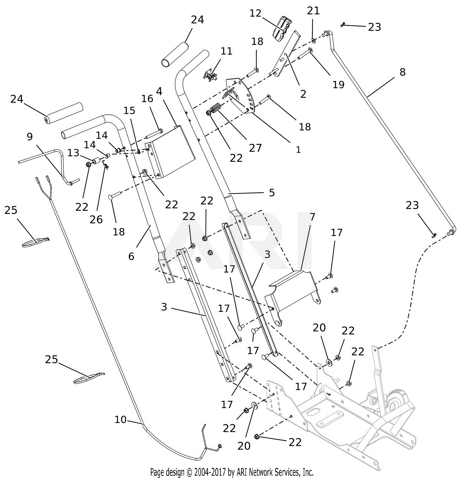 Ariens 986101 (012000 - ) Lawn Edger Parts Diagram for Handlebars And ...