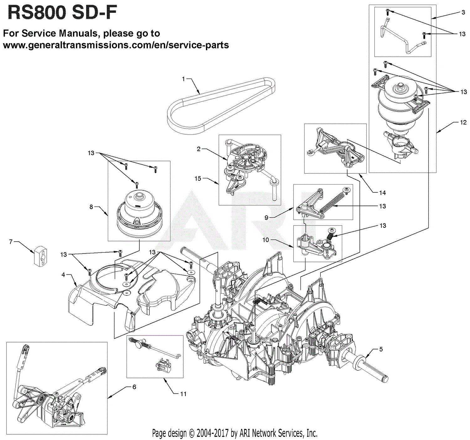 Ariens 21548408 - RS800-SD-F Parts Diagram for Transmission - 580486301