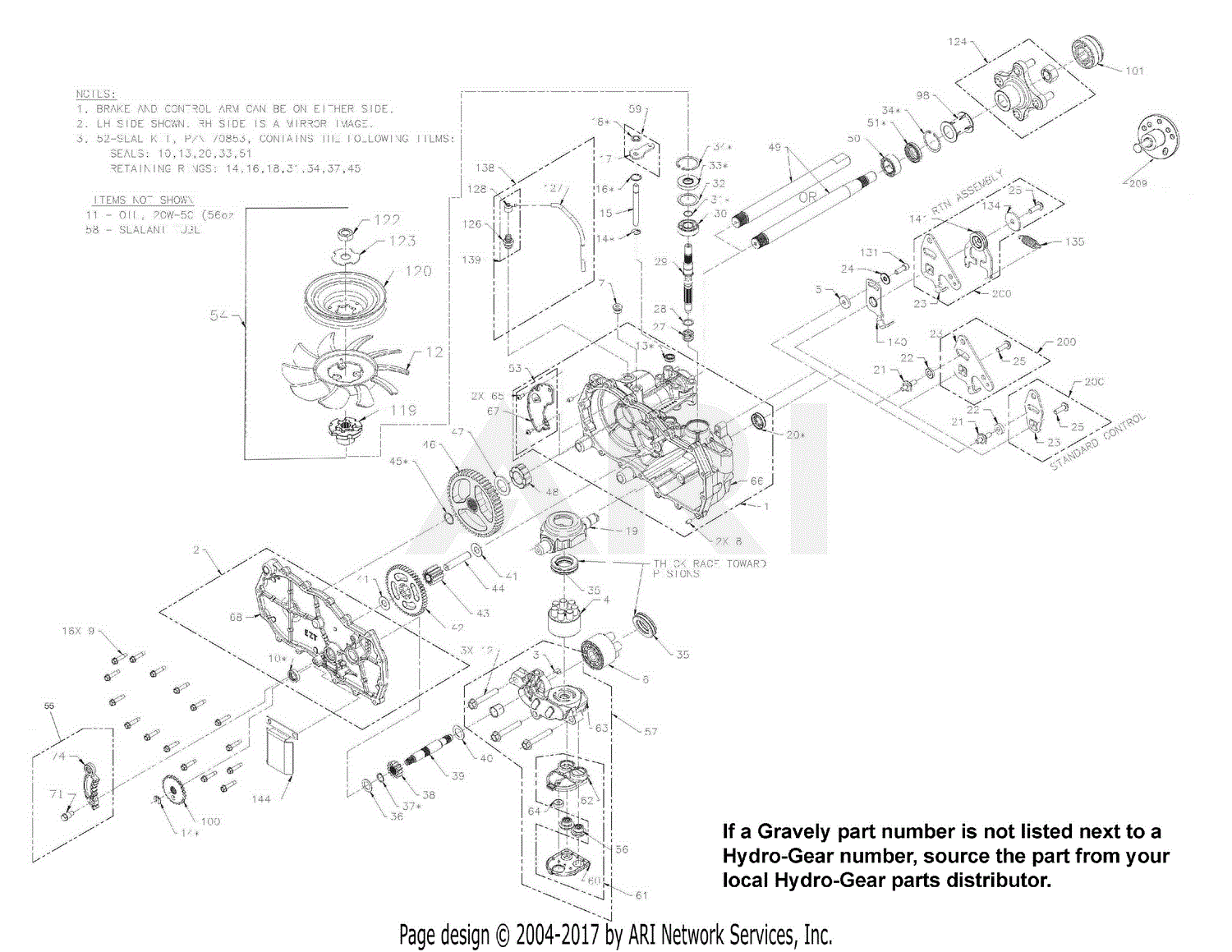 Ariens 915101 (000101 ) Zoom 1634 Parts Diagram for Transmission, LH