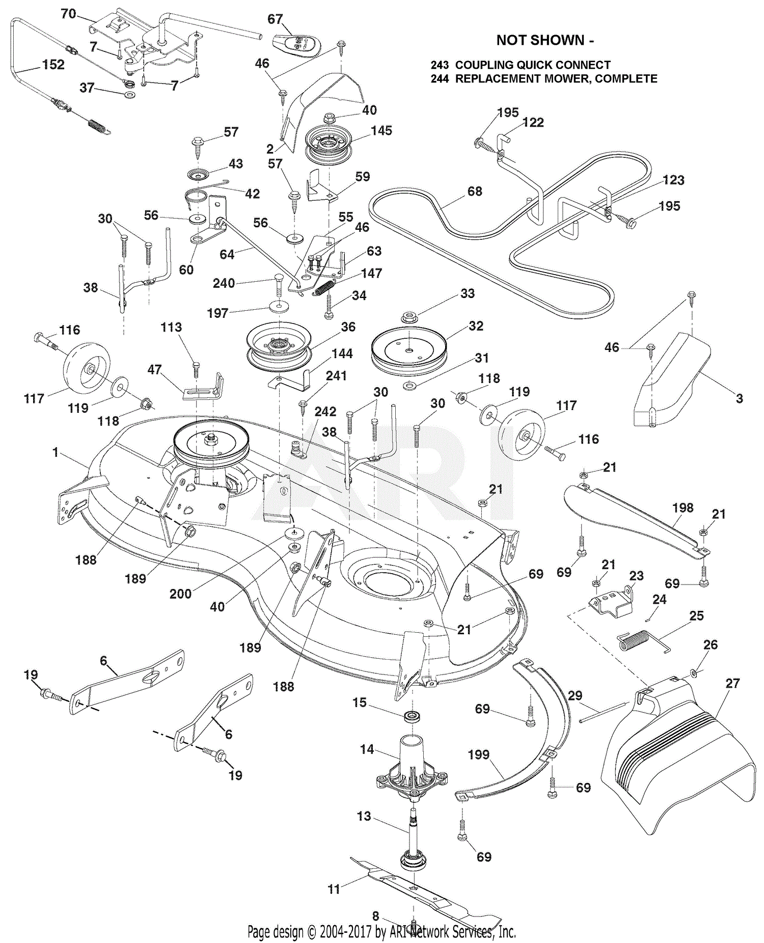 Ariens 936001 (960460031-00) Hydro Tractor Parts Diagram for Mower Deck