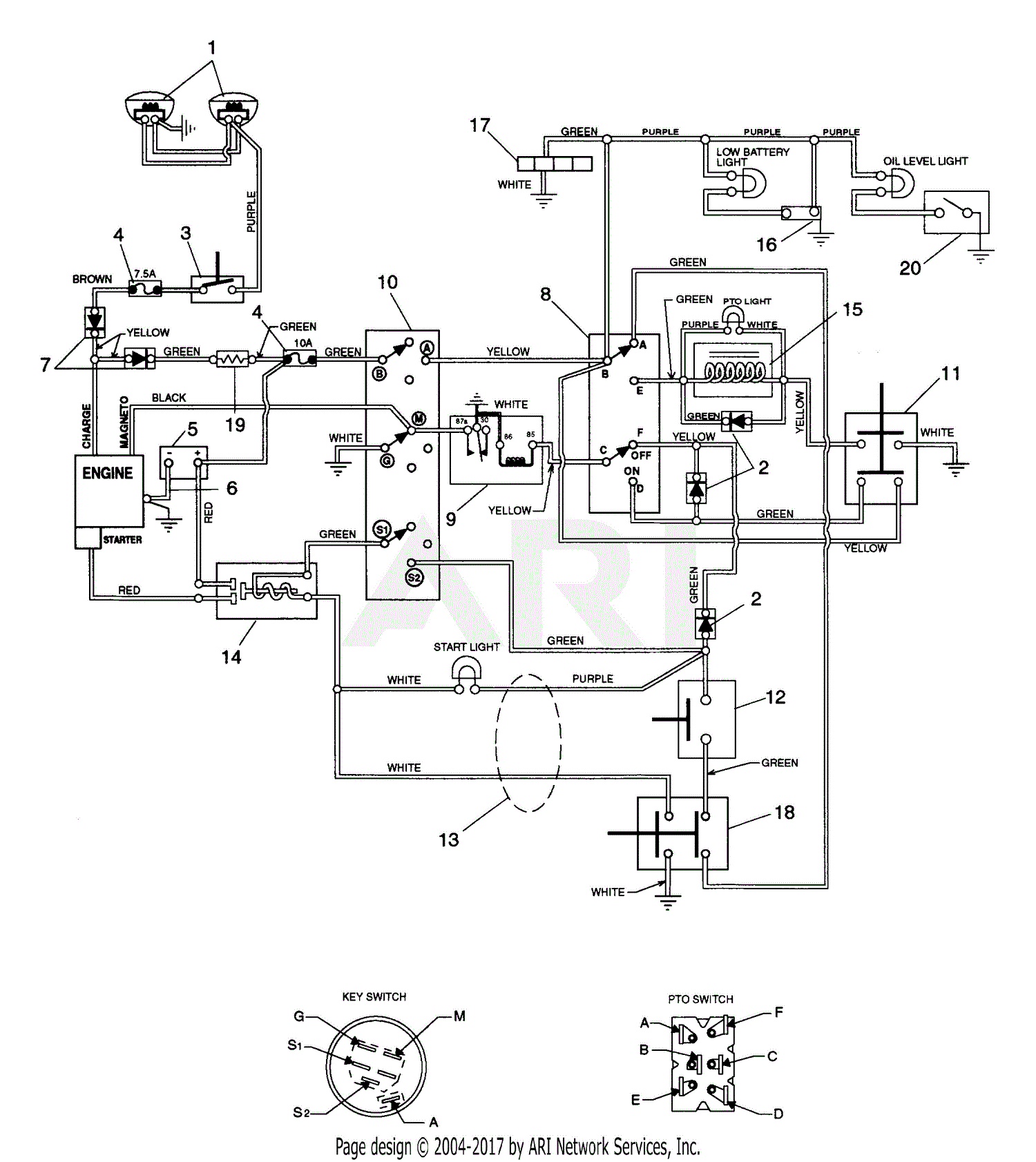 Ariens 936003 (000101 - ) YT12H, 12.5hp Tec., Hydro, 40 ... ariens riding mower wiring diagram 