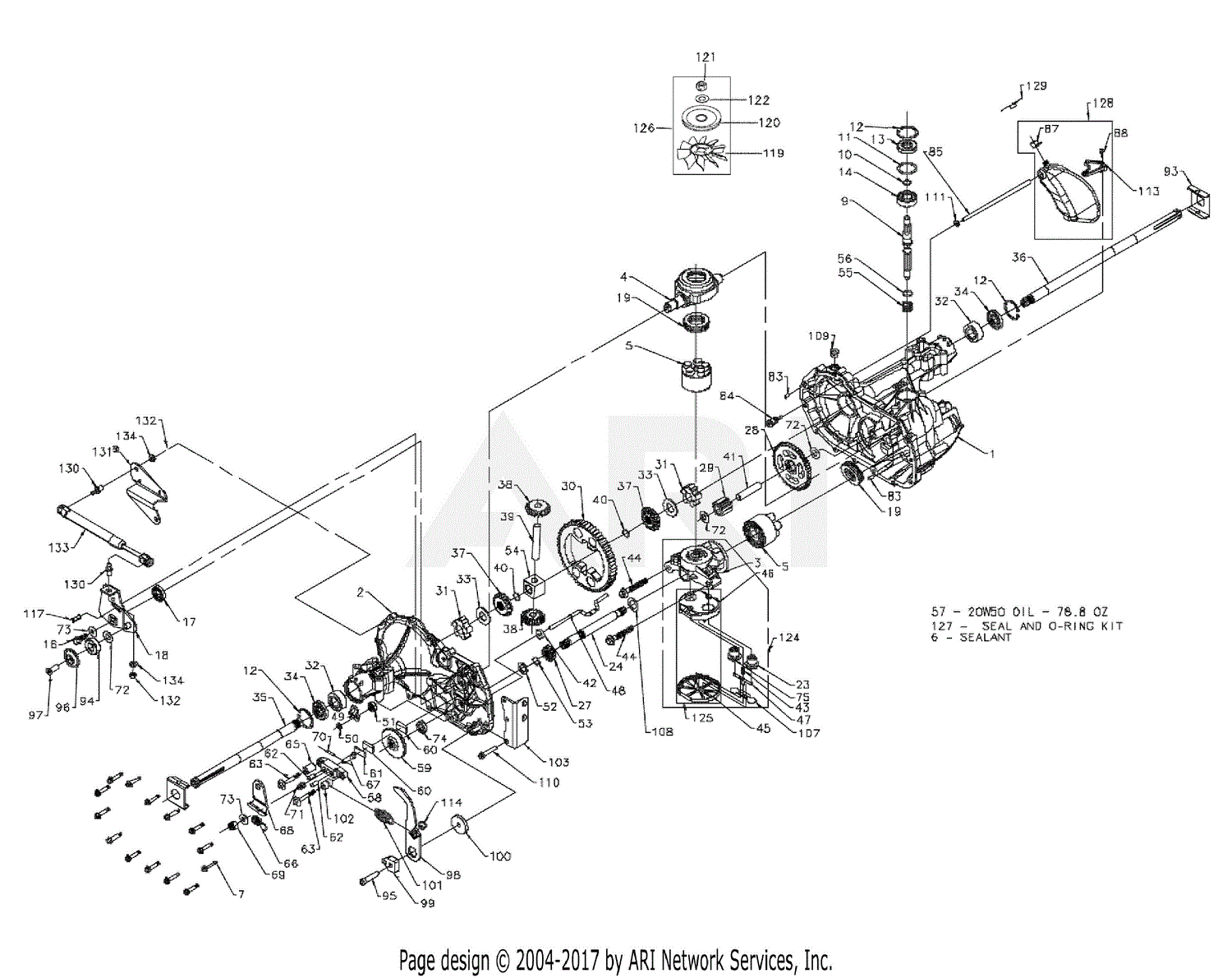 Ariens 936330 (000101 - ) YT1742, 17hp B&S, Hydro, 42