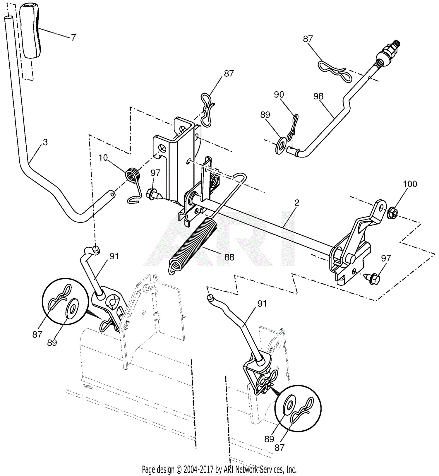 Ariens 936037 (960460001-00) 42" Gear Tractor Parts Diagram for Mower Lift