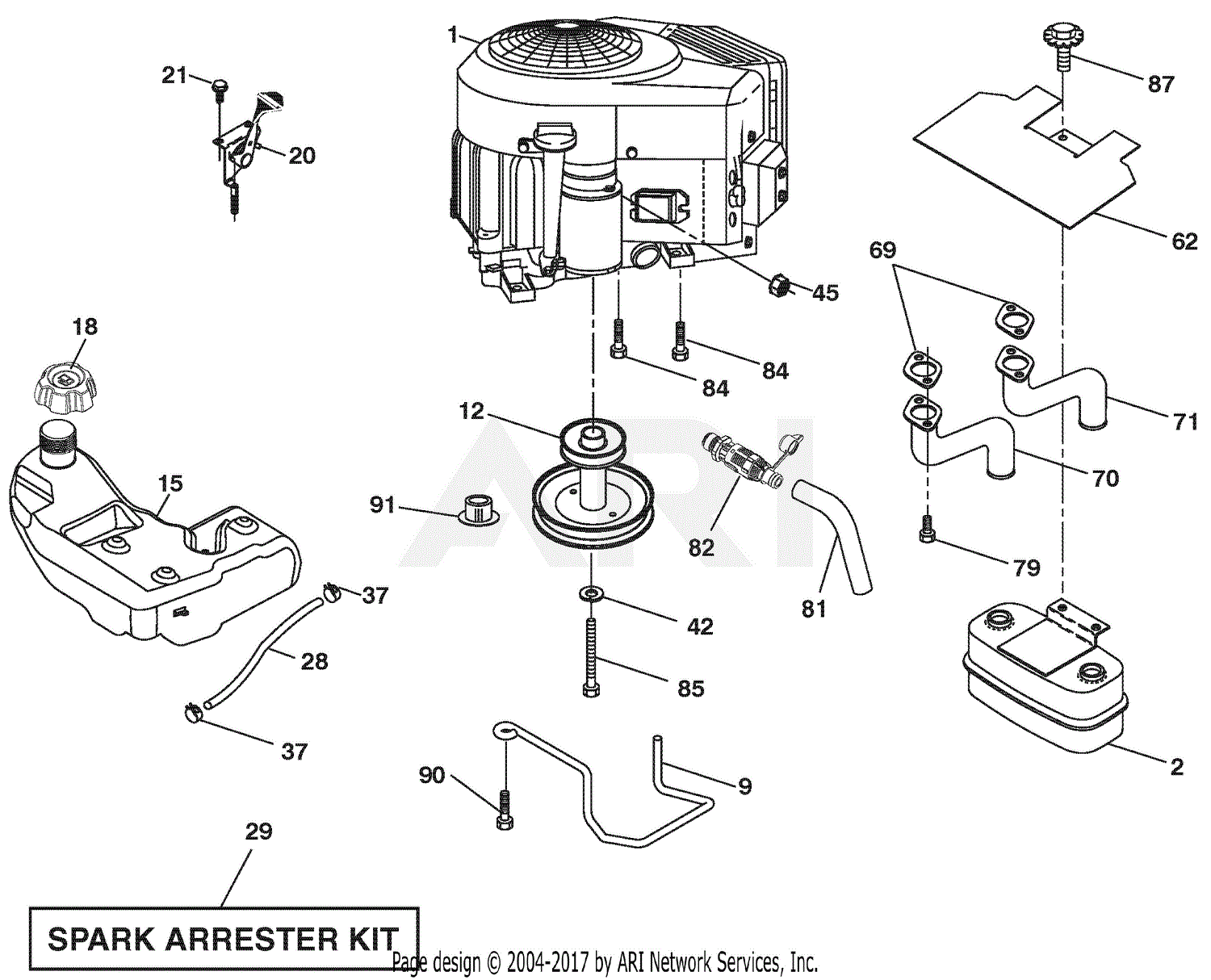 Ariens 936042 (960460011-00) 42" Hydro Tractor Parts Diagram for Engine