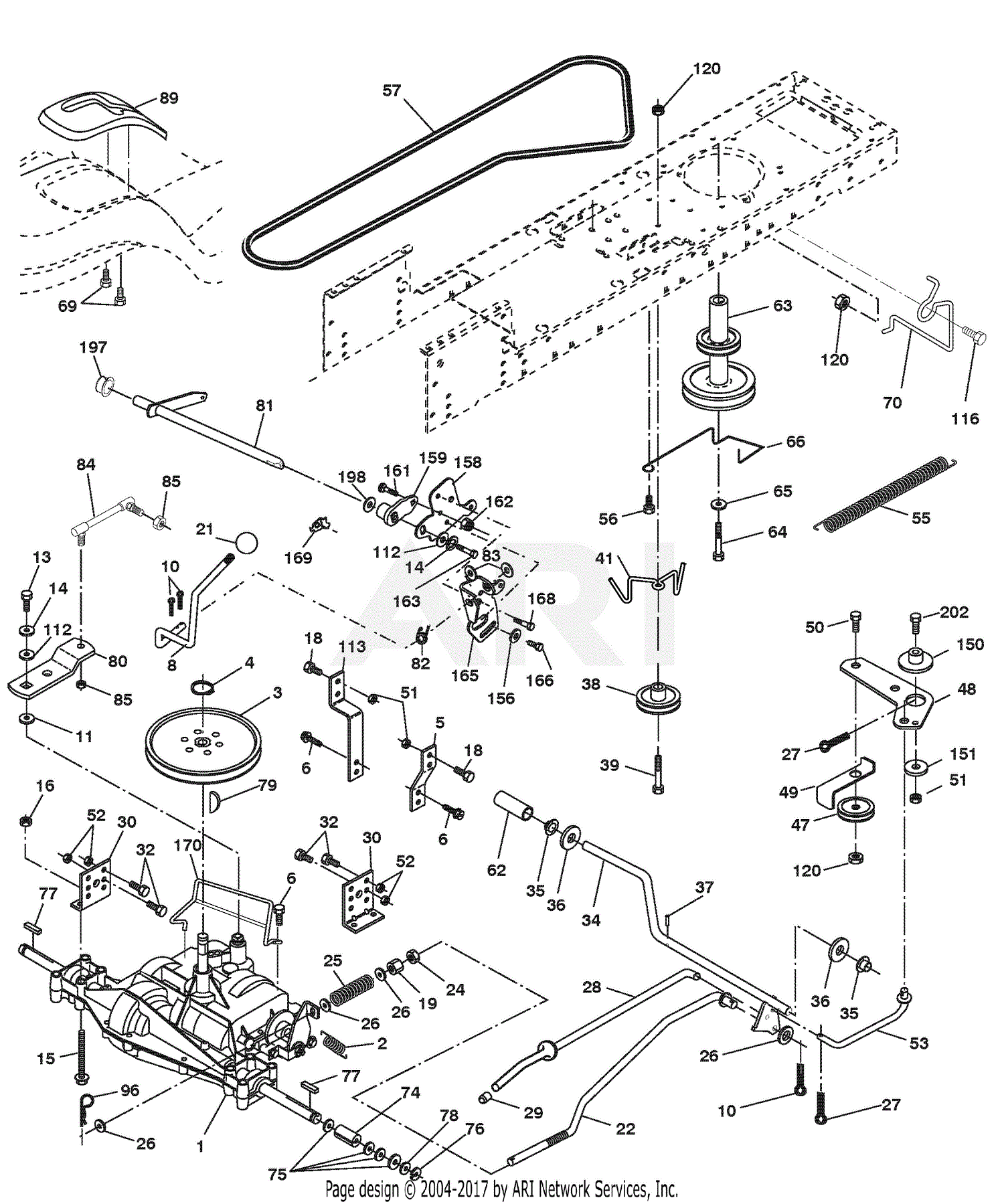 Ariens 936046 (960160021-01) 42" Gear Tractor Parts Diagram for Drive