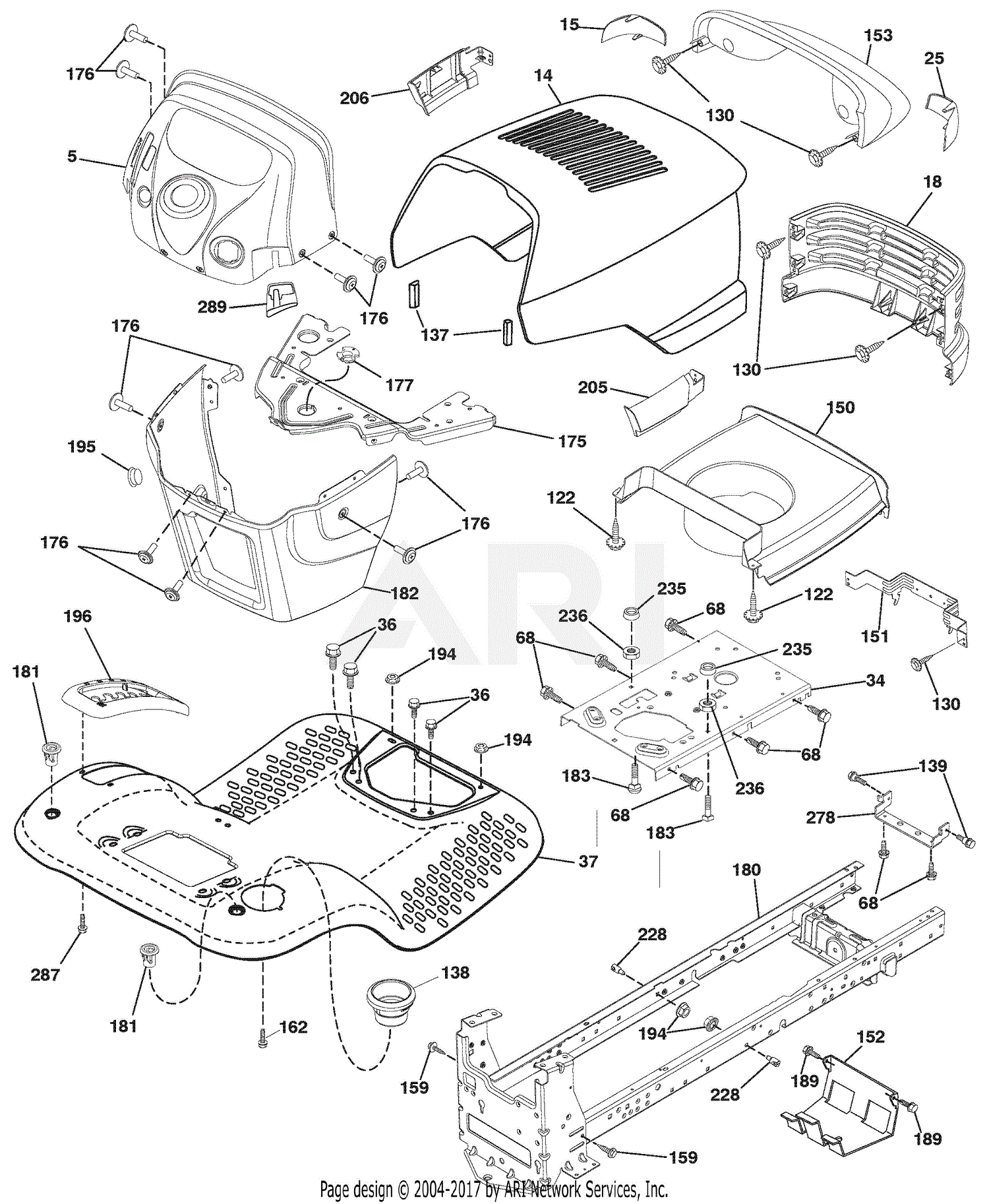 Ariens 936053 960460026 00 46 Hydro Tractor Parts Diagram For Chassis