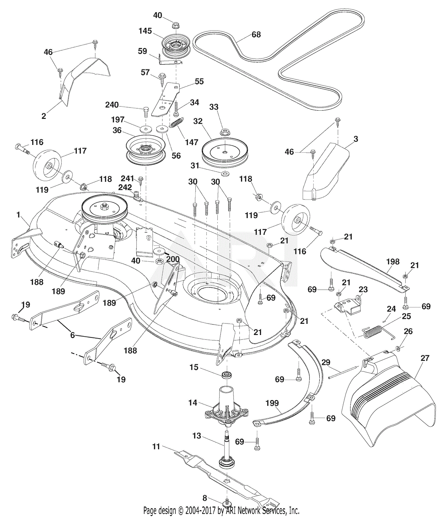 Ariens 936053 960460026 00 46 Hydro Tractor Parts Diagram For Mower Deck