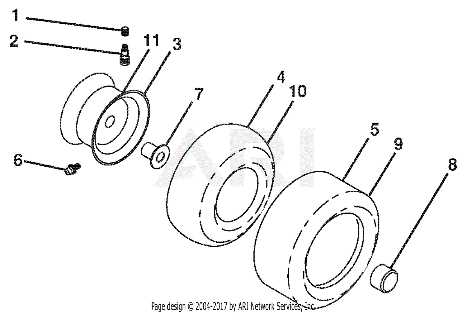 Ariens 936056 960460023 00 46 Hydro Tractor Parts Diagram For Wheels