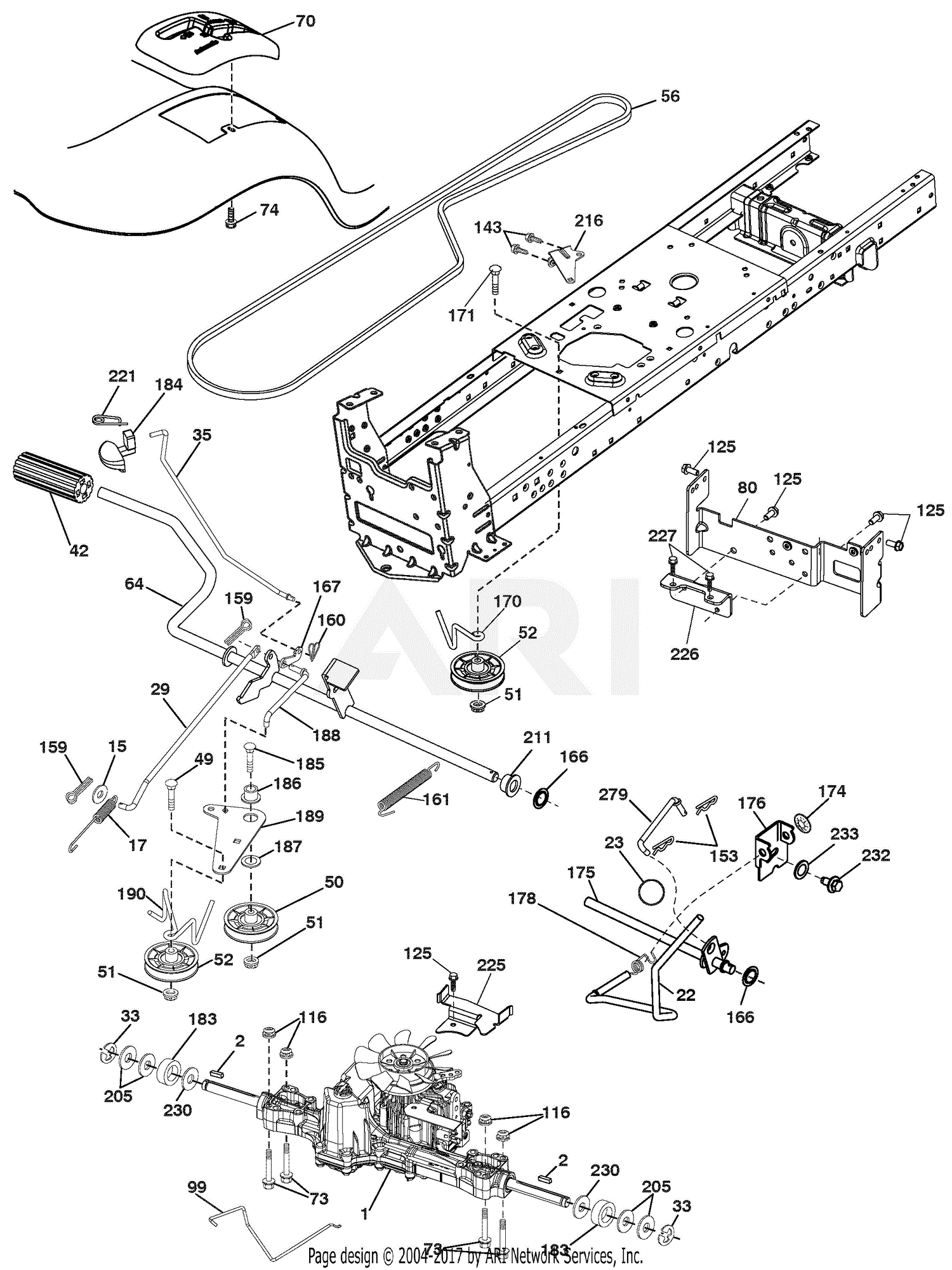 Ariens 936056 (960460023-01) 46" Hydro Tractor Parts Diagram for Drive