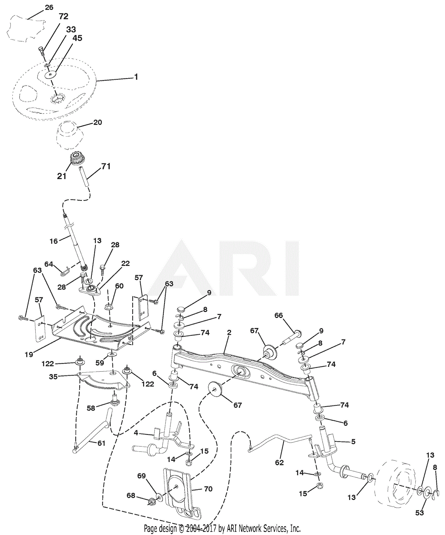 Ariens 936056 (960460023-03) 46" Hydro Tractor Parts Diagram for Steering