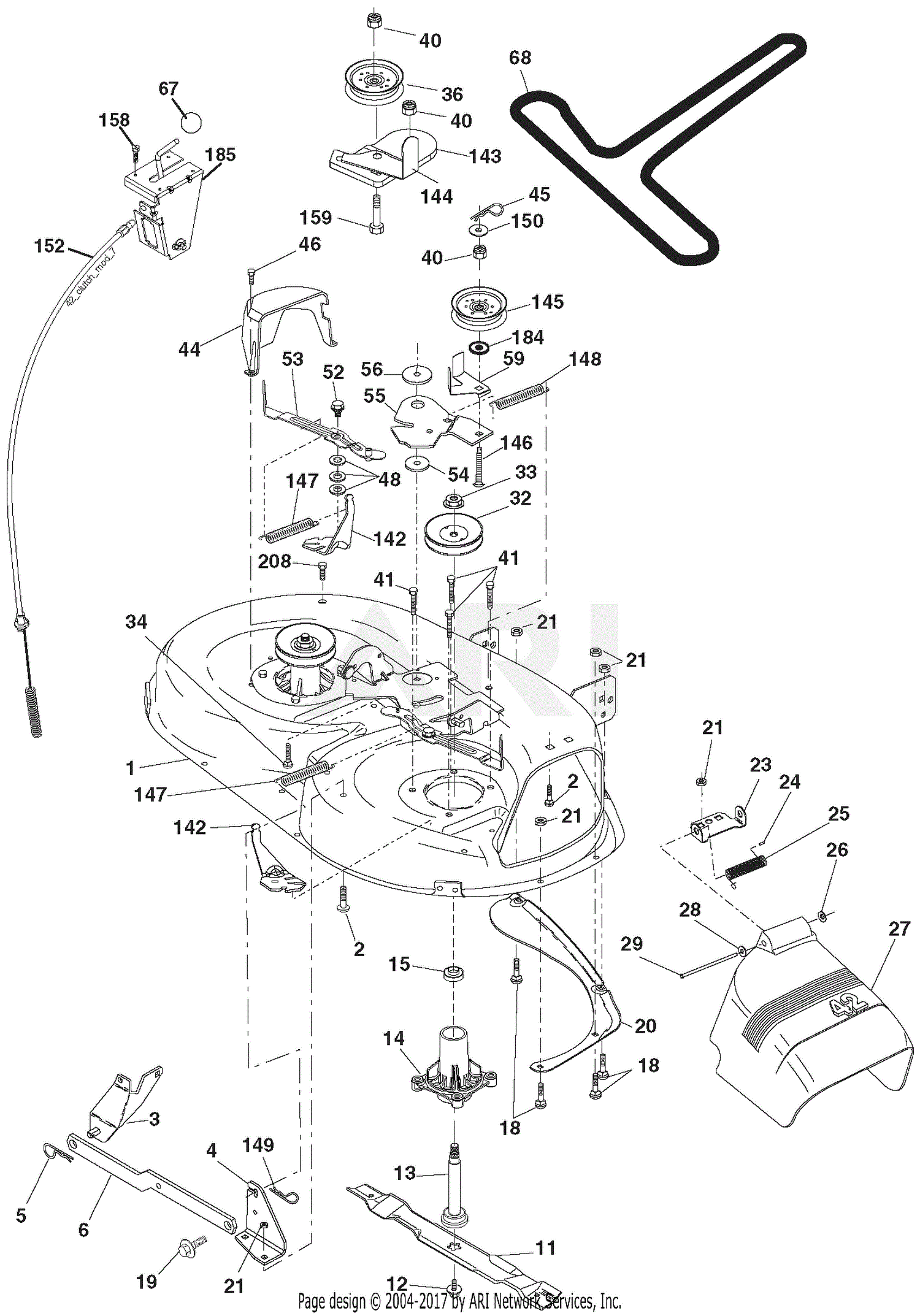 Ariens 936060 (960160027-03) 42" Gear Tractor Parts Diagram for Mower Deck