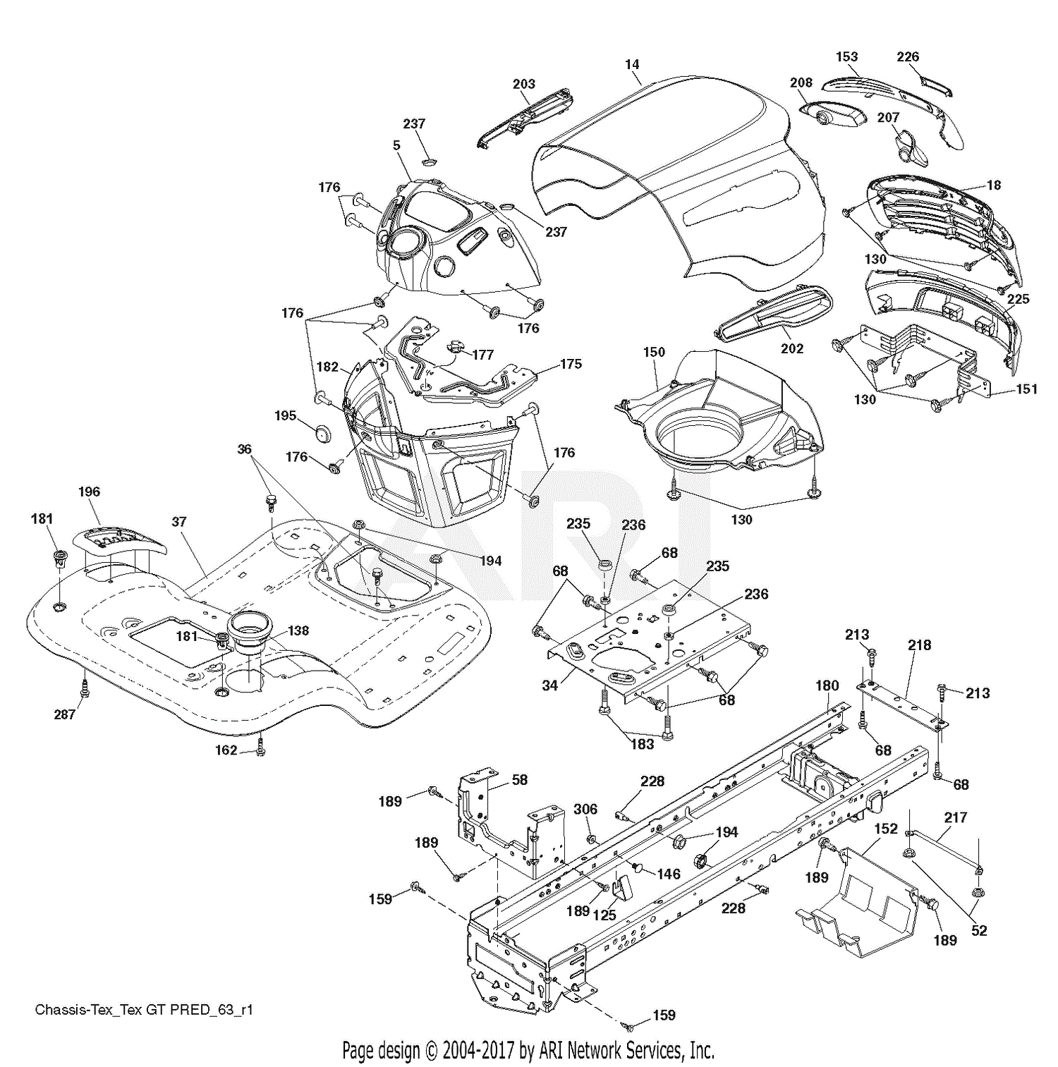 Ariens 936076 (960460058-00) 42" Automatic Tractor Parts Diagram for