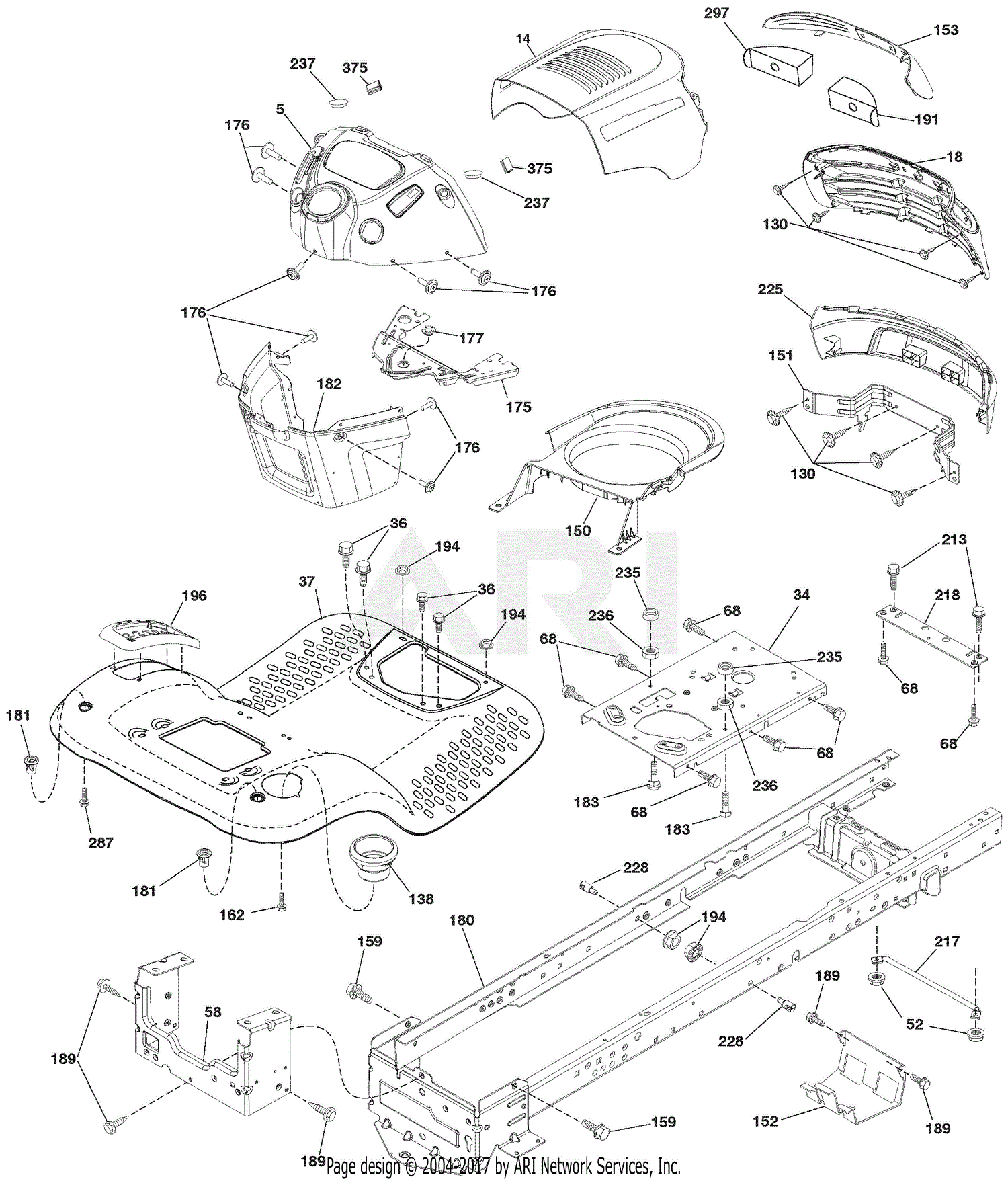 Ariens 936083 (960460061-02) 42" Automatic Tractor Parts Diagram for