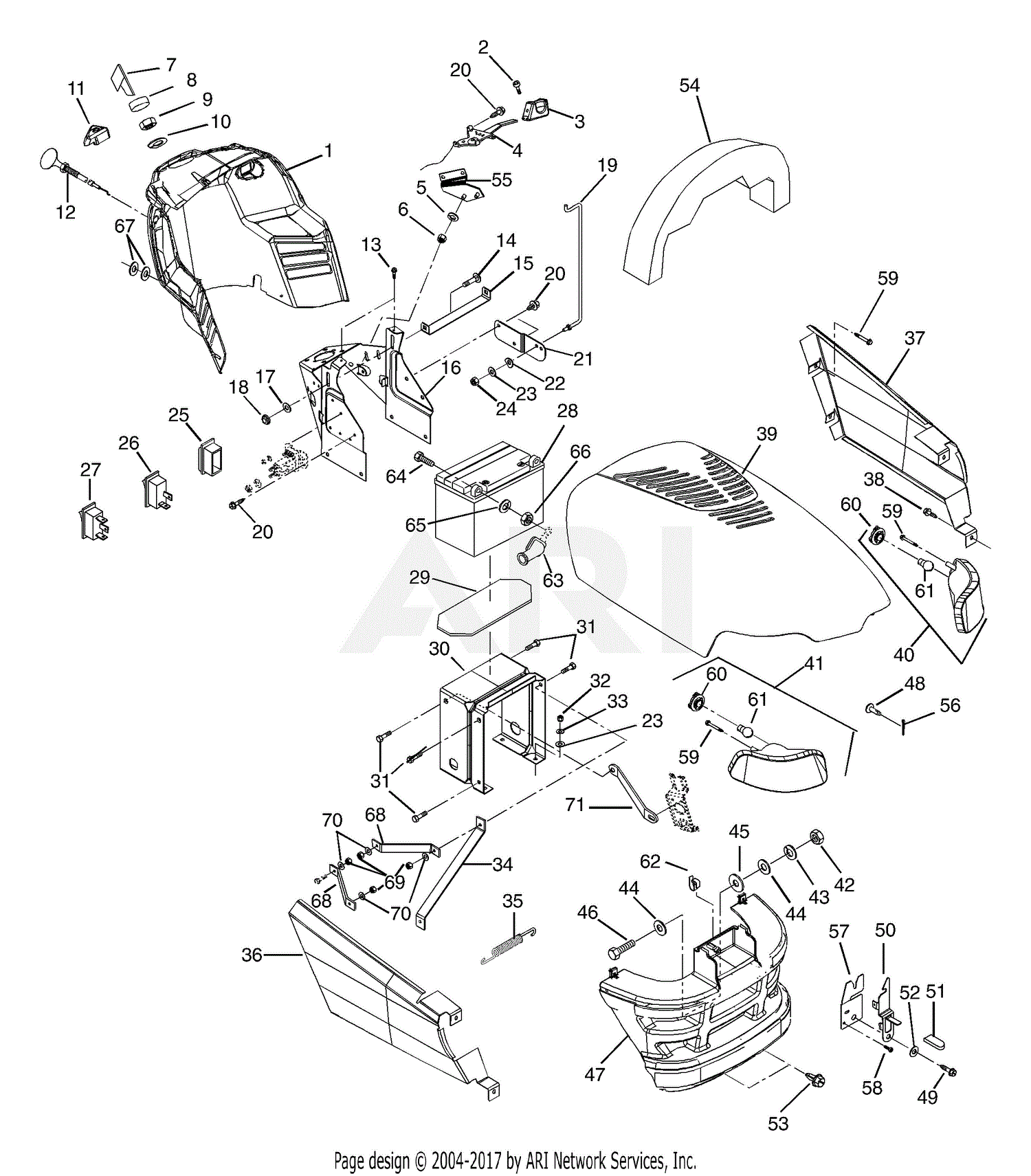 Ariens 936319 (000101 - ) YT1742H, 17hp B&S, Hydro, 42