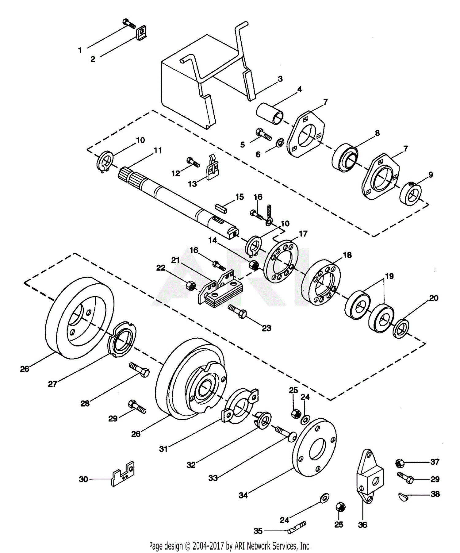 Ariens 731054 Rear Pto Kit Electric Parts Diagram For Rear Power Take Off