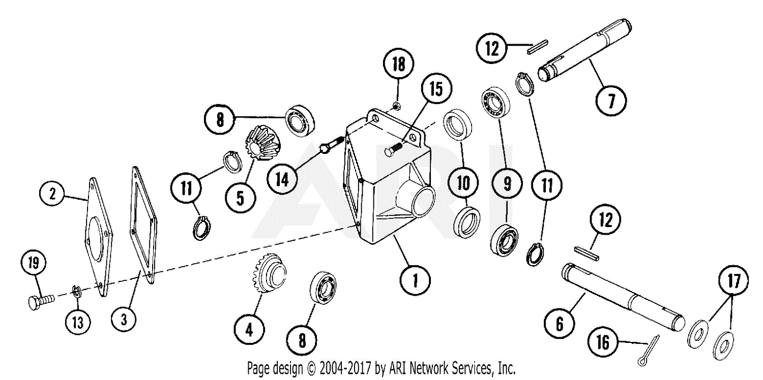 Ariens 831006 (000101 - ) 34" Rotary Tiller Parts Diagram for Gear Box