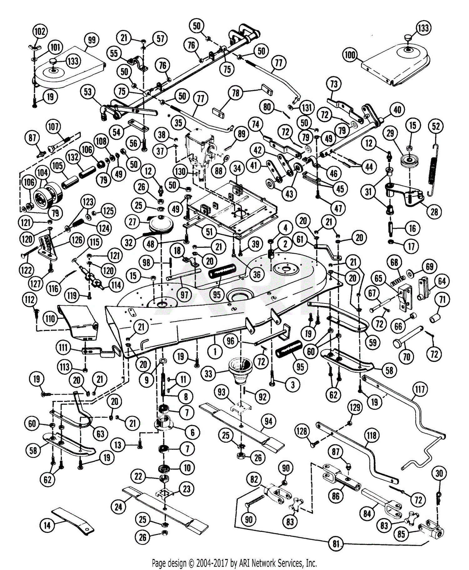 Ariens 831026 (000101 000600) 60" Mower Deck Parts Diagram for Mower 60"