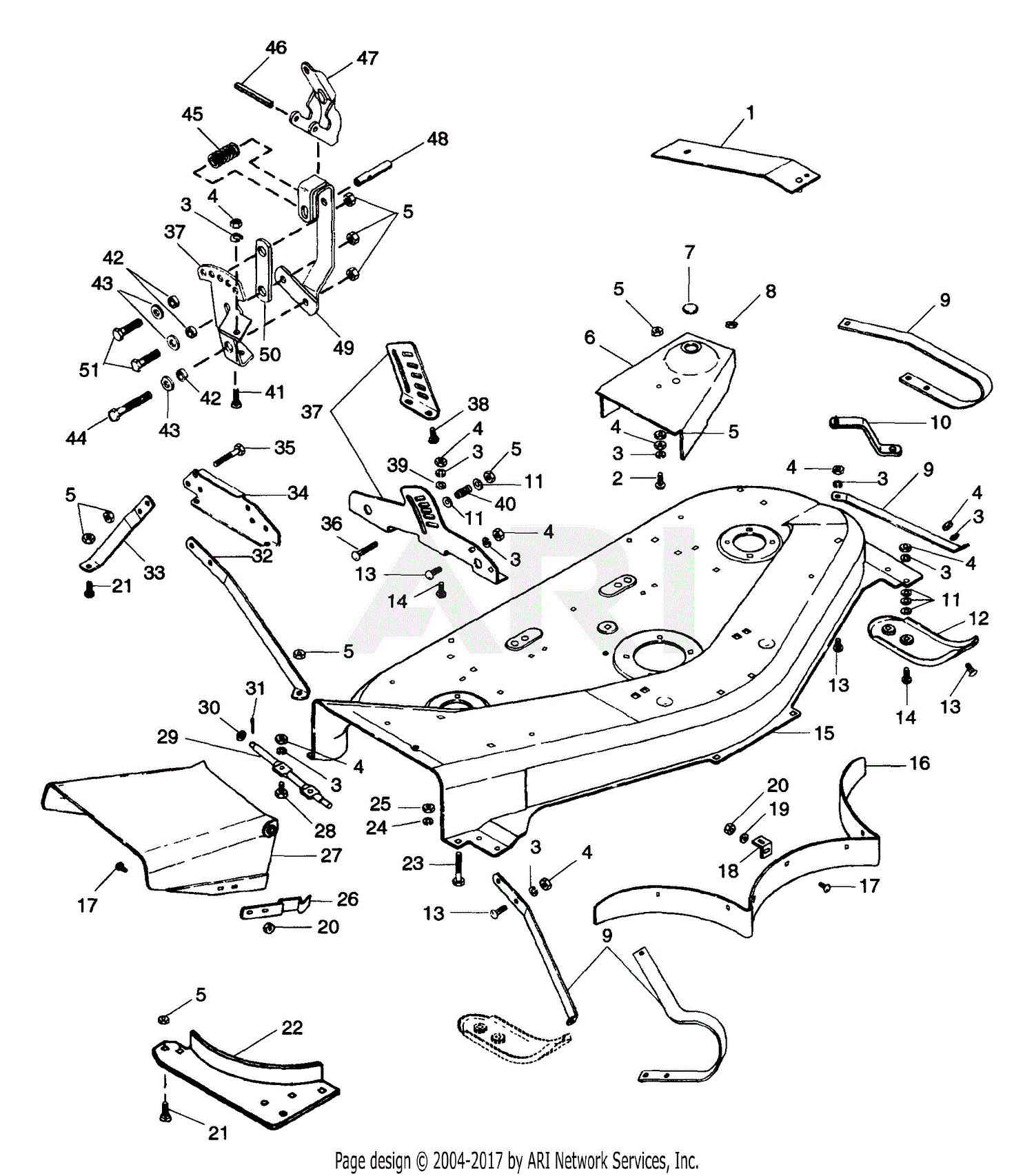 Ariens 834015 000101 42 Mower Deck Parts Diagram For Mower Pan