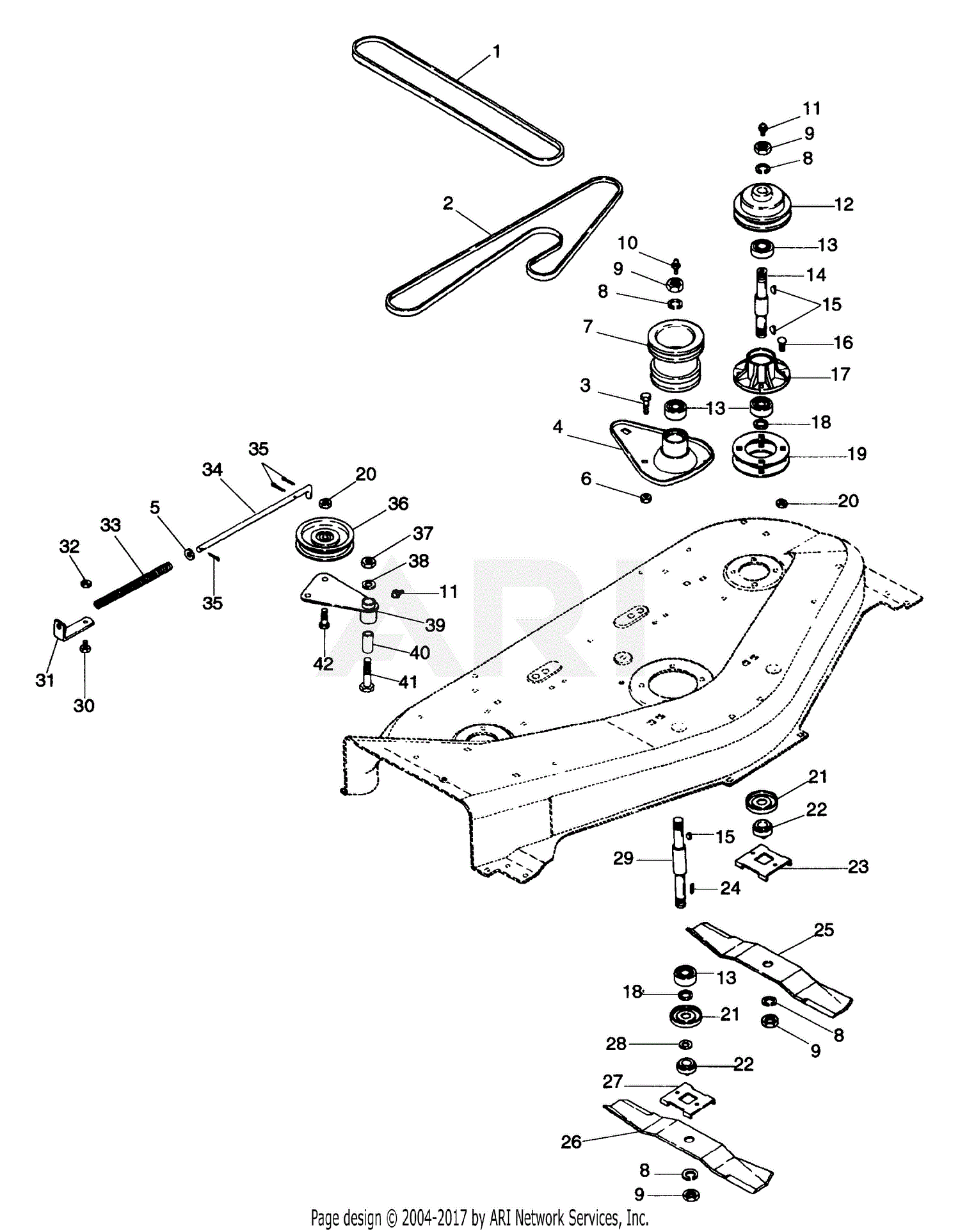Ariens 834016 (000101 - ) 48" Mower Deck Parts Diagram for Mower Spindle