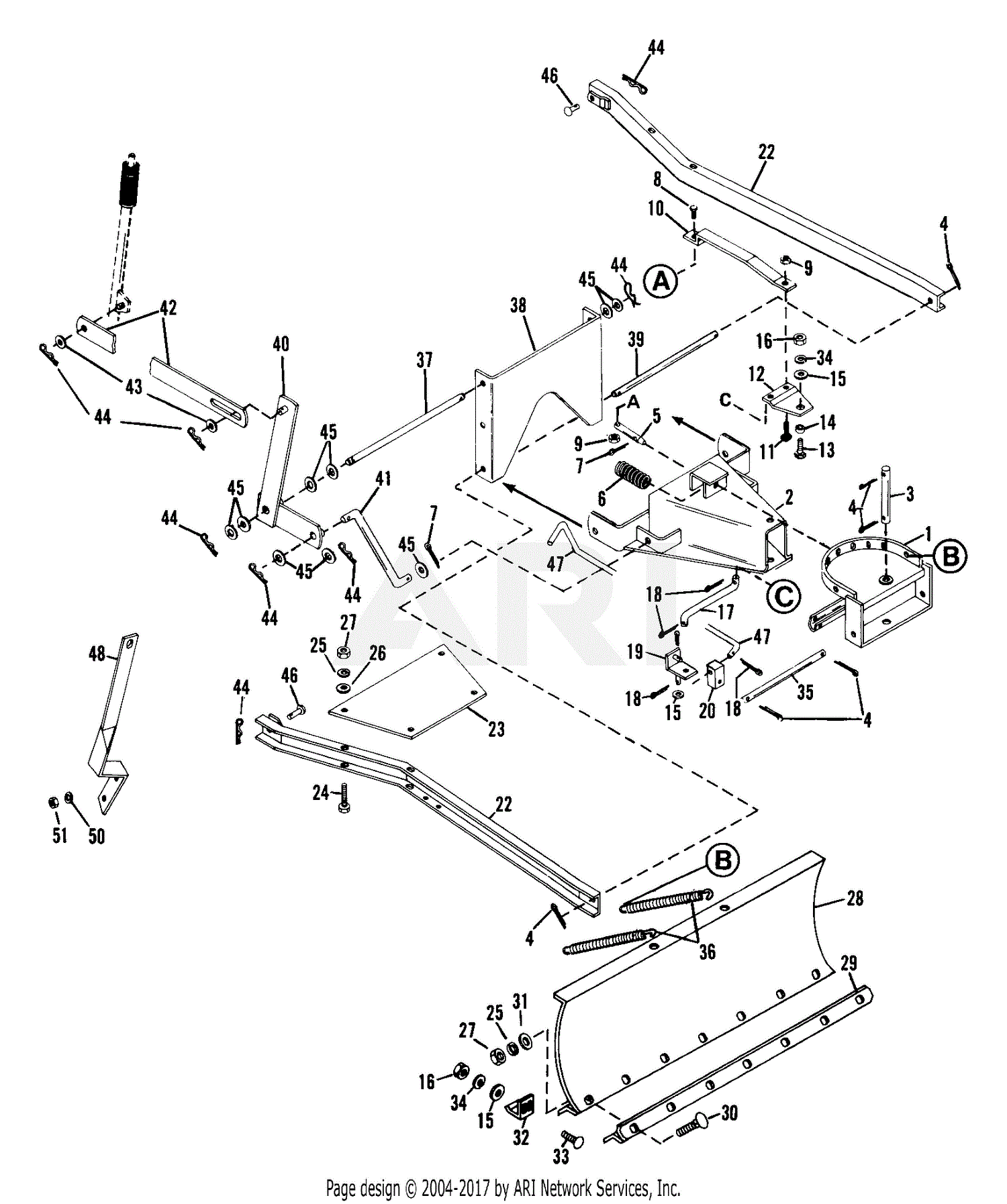 Ariens 835002 (000101 - ) Dozer Blade Parts Diagram for Front Blade 42