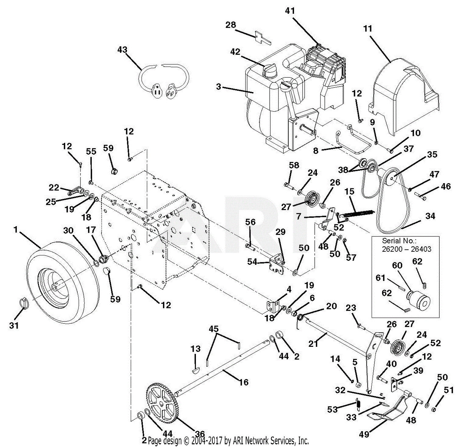 Ariens 920001 (000101 - 026499) ST624E Parts Diagram for Engine And