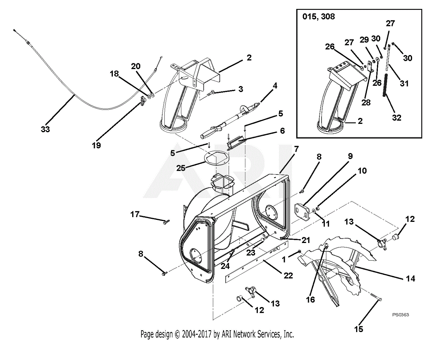 Ariens 920307 (000101 - ) Compact 24 Parts Diagram for Auger And Chute