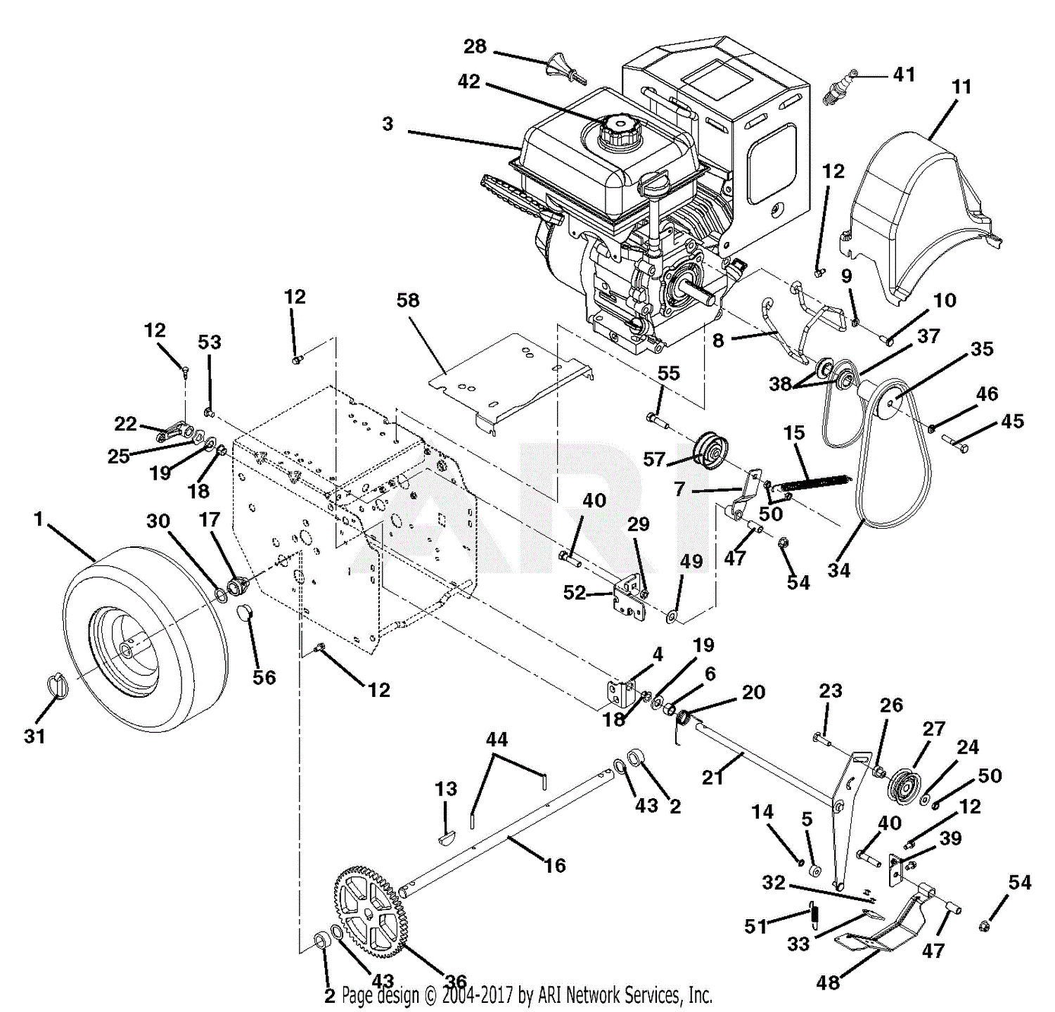 Ariens 920401 (000101 - ) Sno-Tek 26 Parts Diagram for Engine And 
