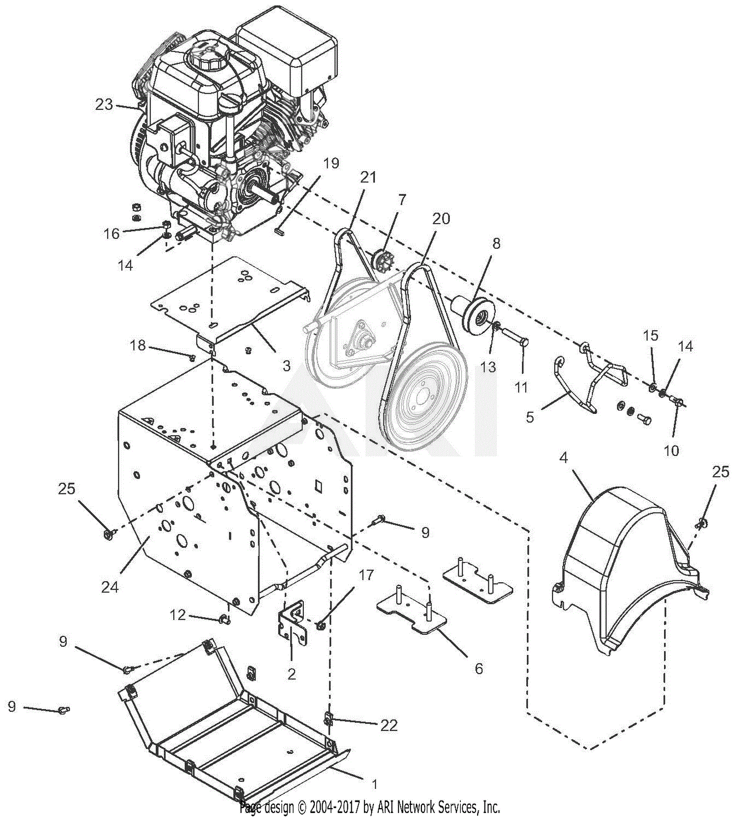 Ariens 920403 (123000 - ) Sno-Tek 28 E Parts Diagram for Engine And Frame