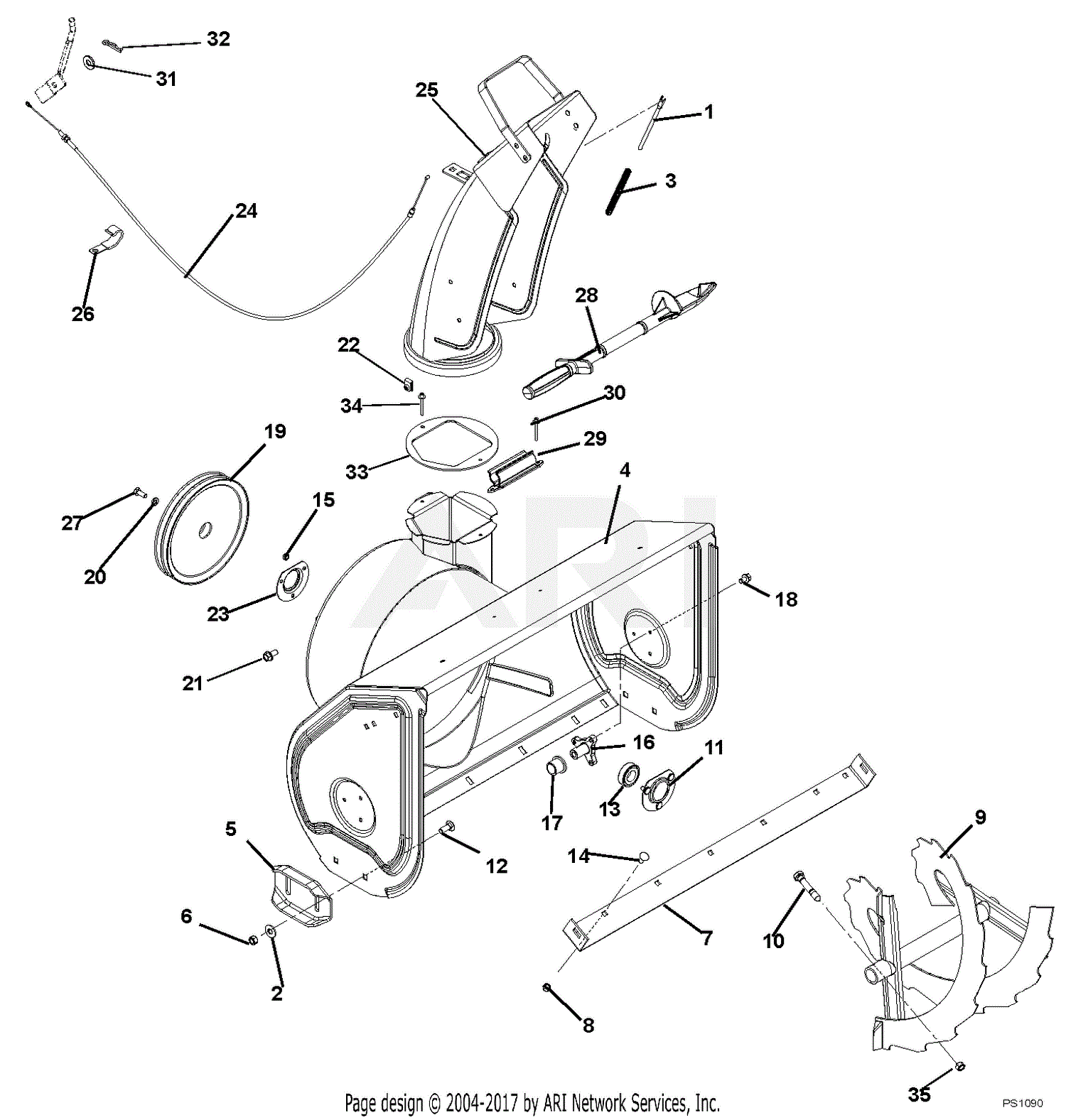 Ariens 921004 (000101 - ) ST924DLE Parts Diagram for Auger And Chute