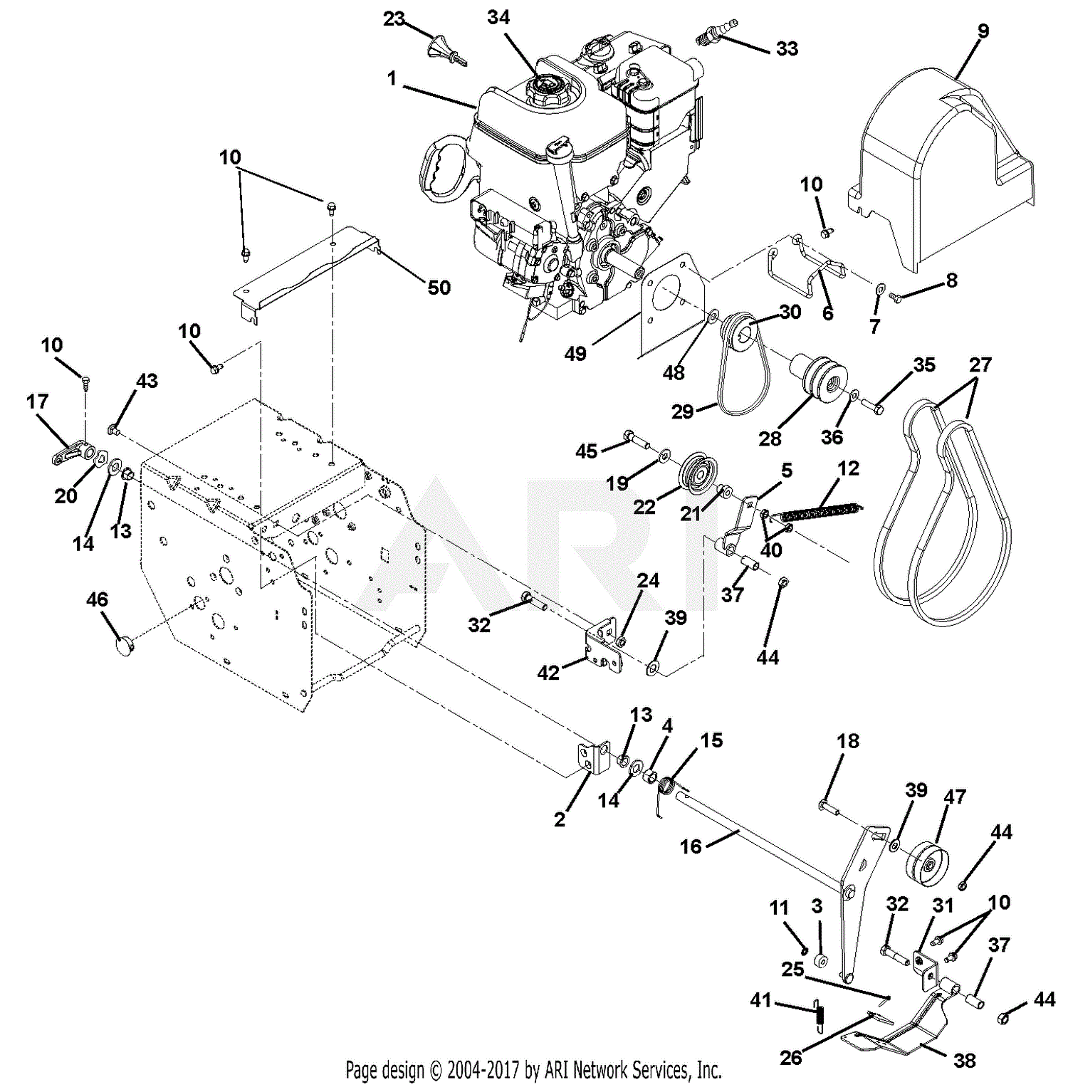 Ariens 921010 (000101 - ) ST27LE Parts Diagram for Engine And Belt Drive