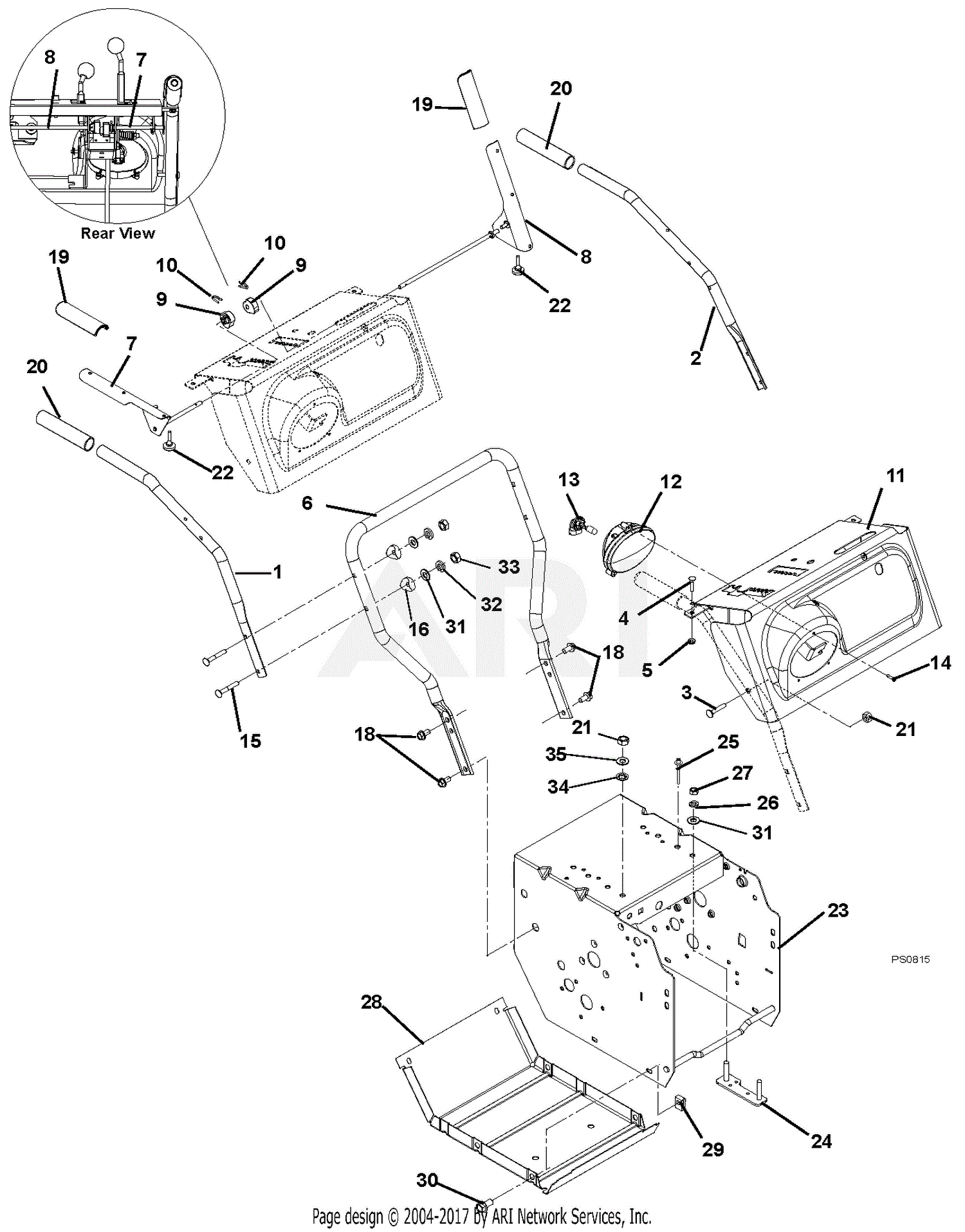 Ariens 921010 (000101 - ) ST27LE Parts Diagram for Handlebars And Controls