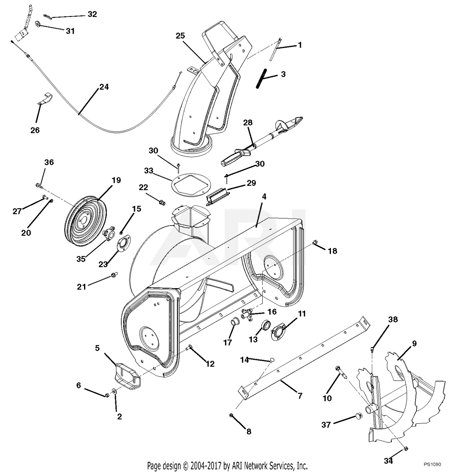 Ariens 921013 (000101 - 015000) Deluxe 30 Parts Diagram for Auger And Chute