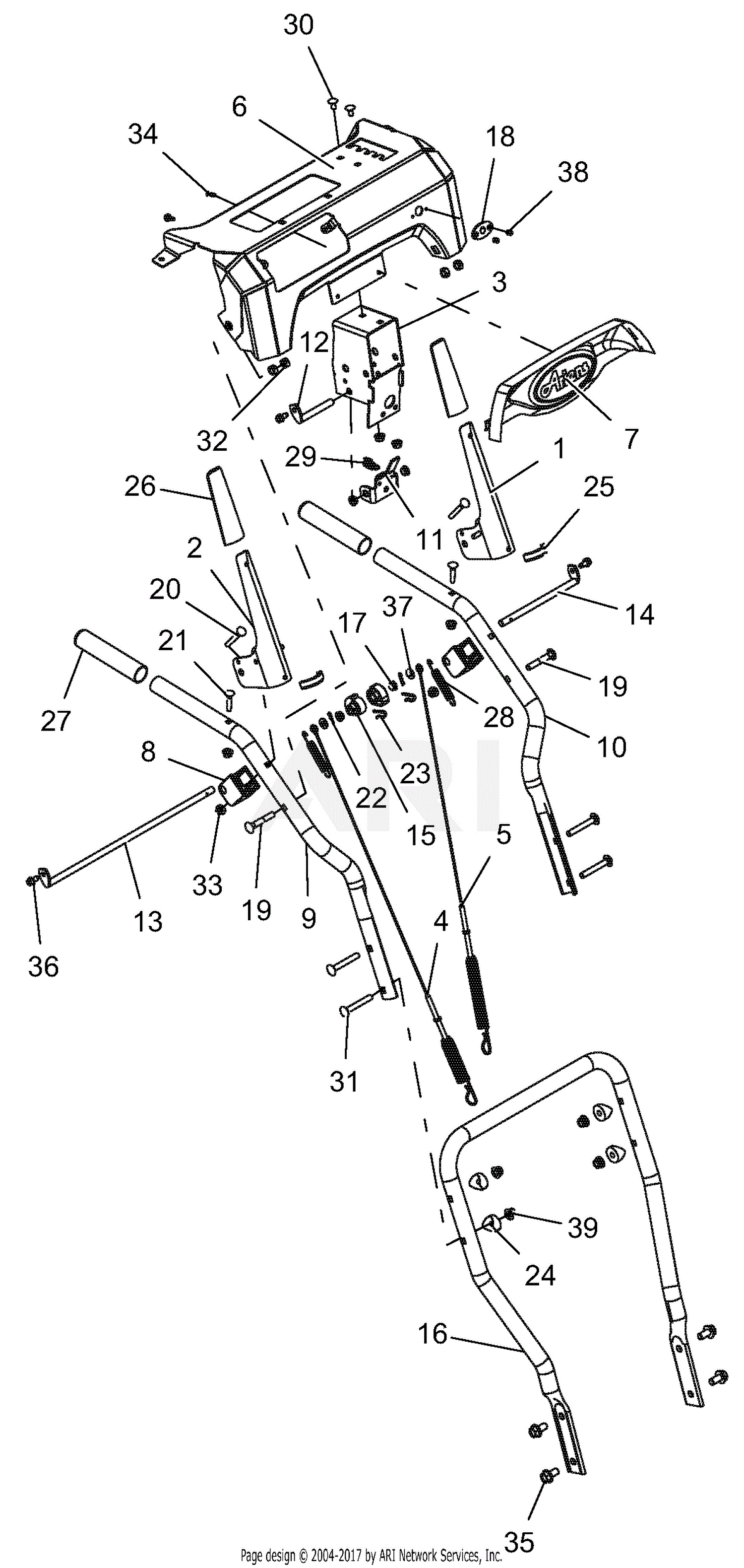 Ariens 921030 (100000 149999) Deluxe 28 Parts Diagram for Handlebars