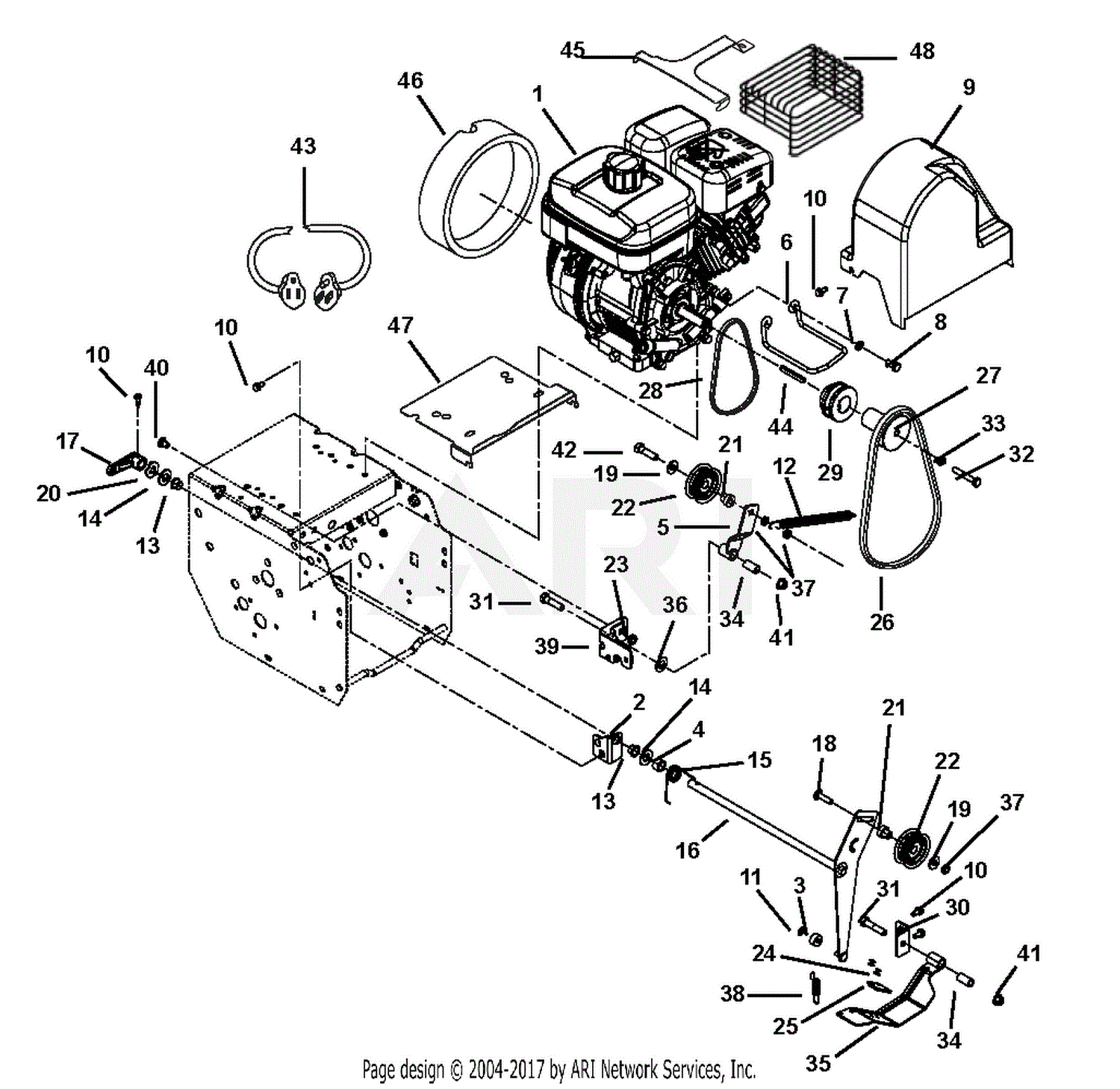 Ariens 921025 (000101 - 034999) Power Brush 28 Parts Diagram for Engine ...