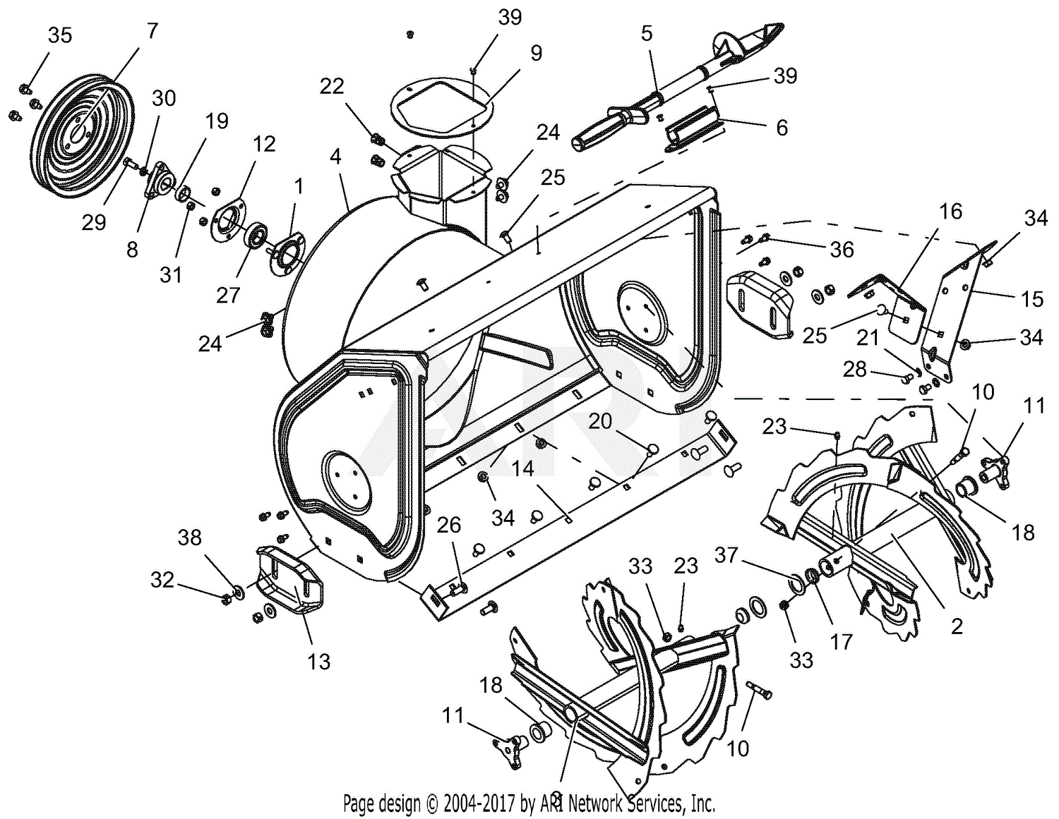 Ariens 921030 (100000 - 149999) Deluxe 28 Parts Diagram for Auger And