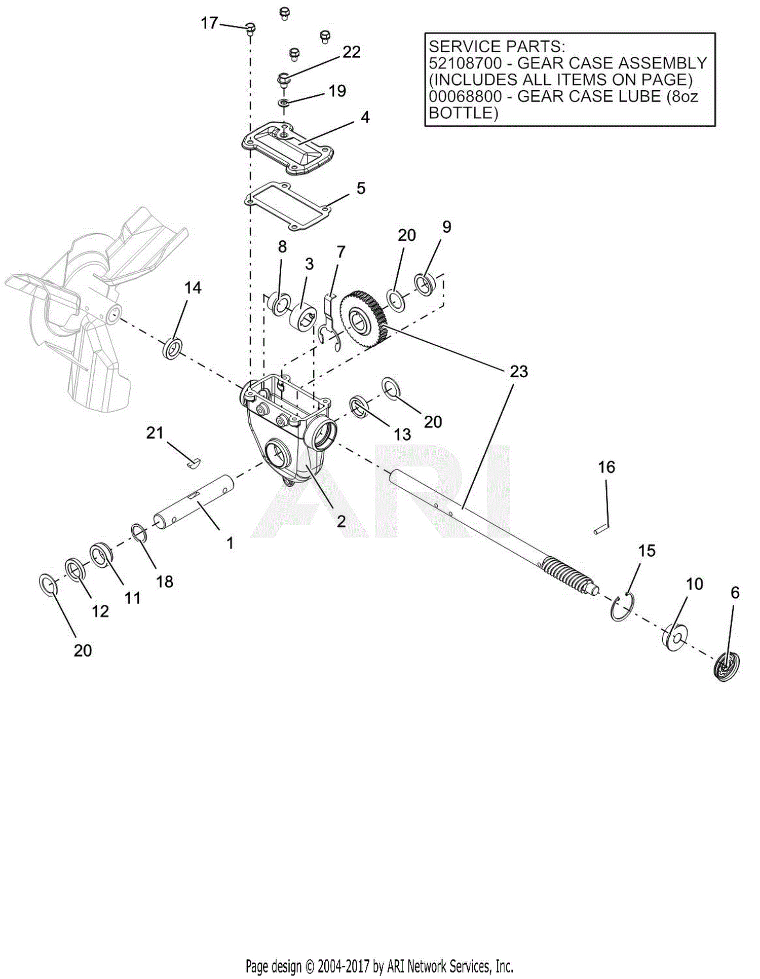 Ariens 921049 (000101 - 034999) Deluxe 30 EFI Parts Diagram for Gear Case