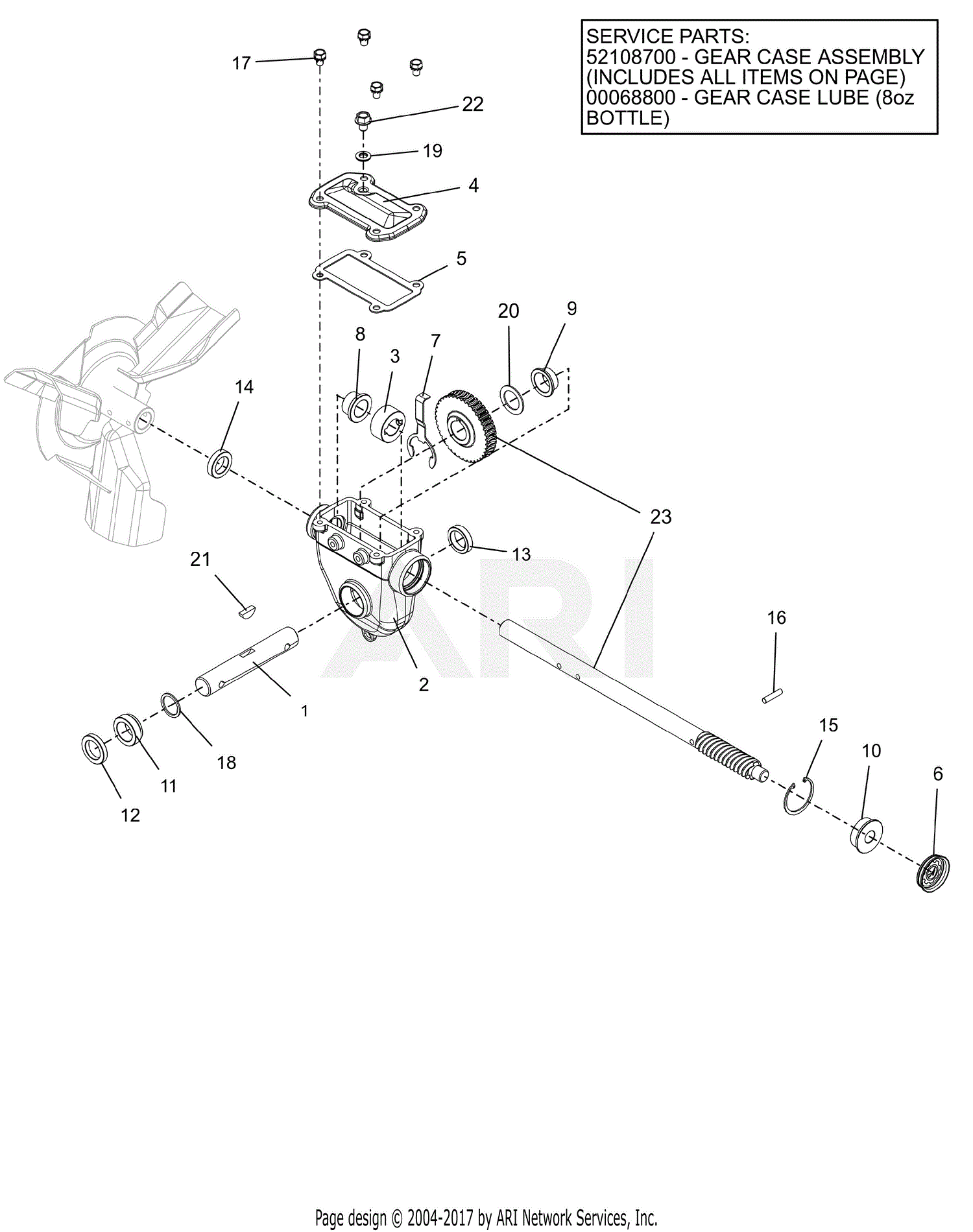 Ariens 921048 (051809 - 099999) Deluxe 28 SHO Parts Diagram for Gear Case